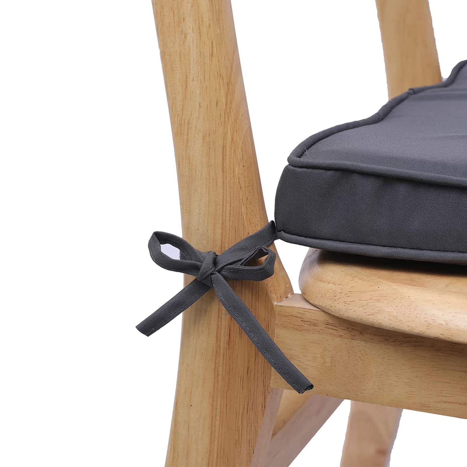 Premium Solid Square Chair Pads Set of 6 - Non-Slip Dining Chair Cushions with Ties for Kitchen, Office & Home Use - Comfortable Seat Cushion Pads for Dining Room Chairs, Bar Stools & Workstations