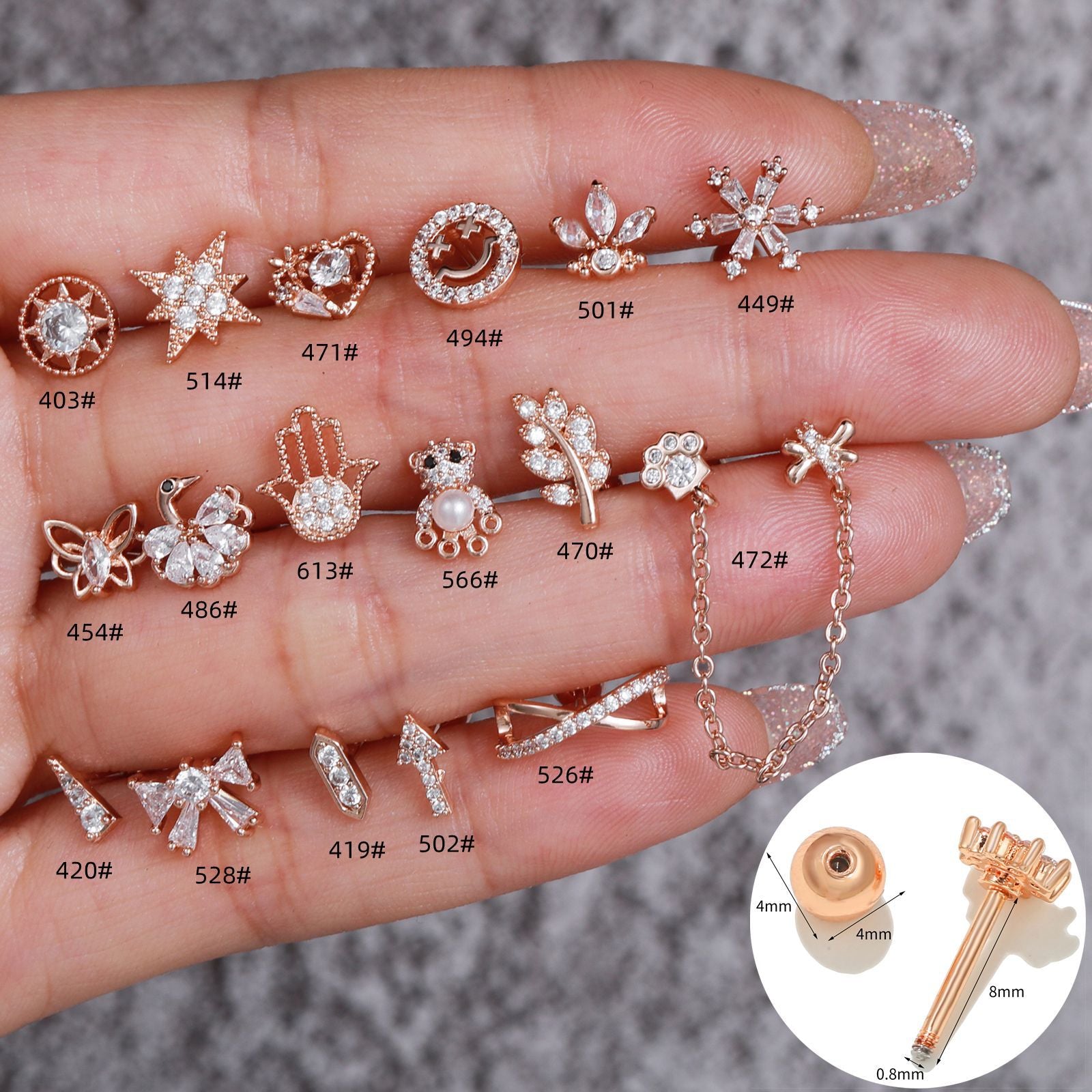 20G Animal Conch Double Piercing Earrings - Stainless Steel Cartilage Hoop Earrings for Women | EGD0514 | Perfect for Everyday Wear, Parties & Gifts