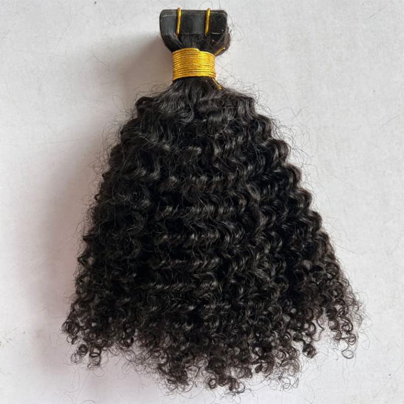 40pcs 100g Tape in Hair Extensions Human Hair Afro Kinky Curly 4B 4C - 18 Inch Natural Color Skin Weft | Perfect for Protective Styles, Weddings & Everyday Volume