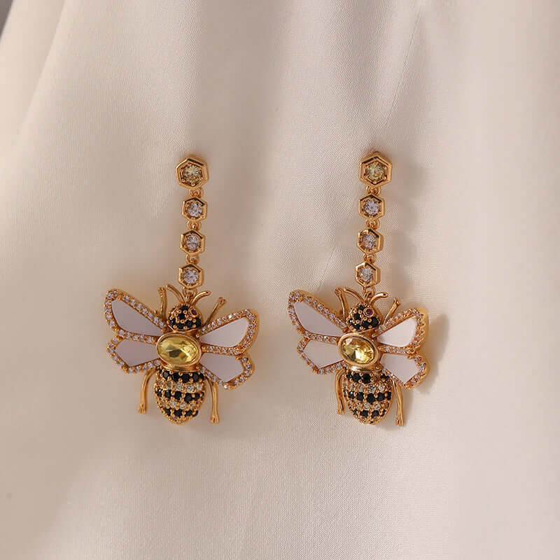 925 Sterling Silver Bee Earrings for Women - Dainty Floral Jewelry Gift (DMS342) | Perfect for Everyday Wear, Parties & Special Occasions