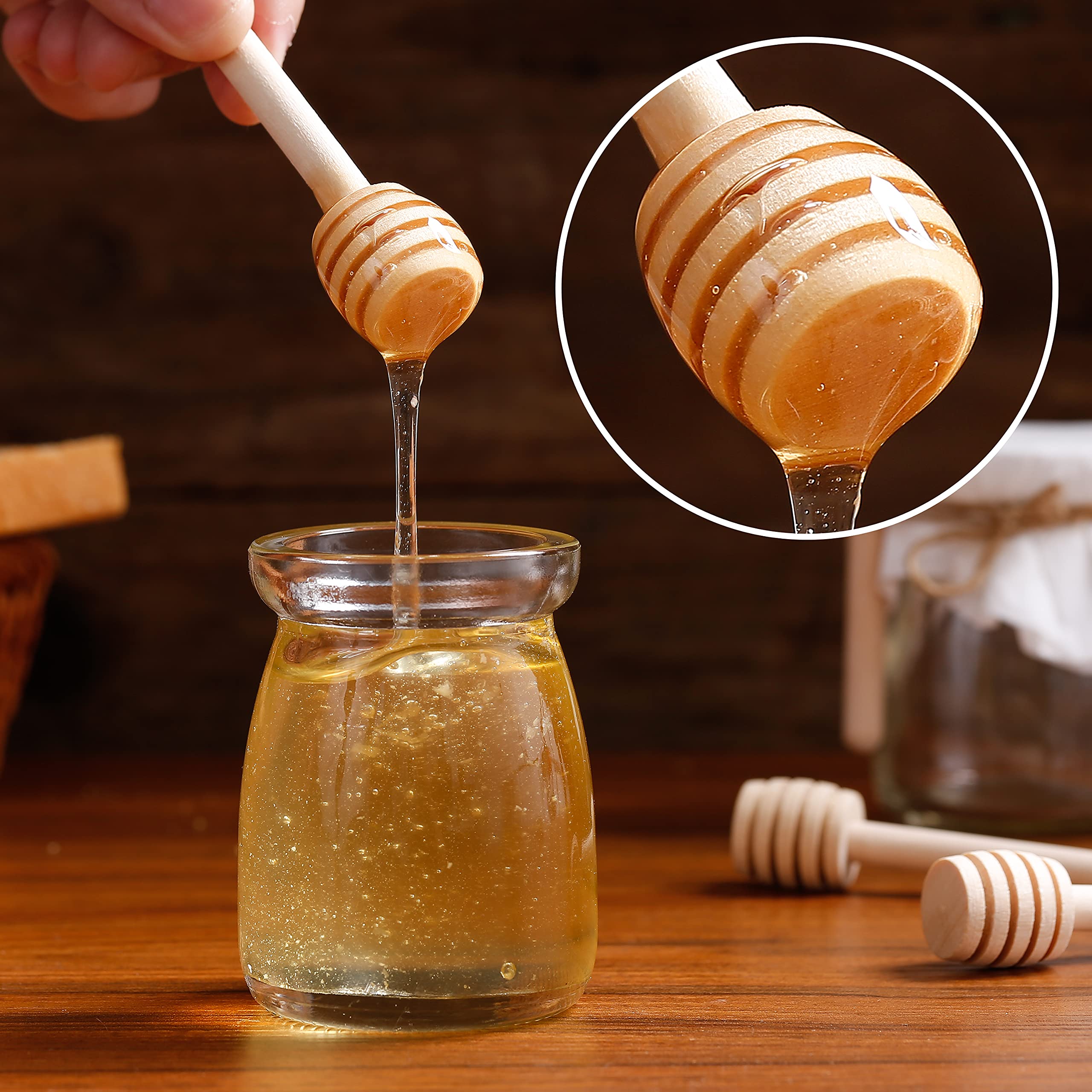 150 Pcs 3 Inch Mini Wooden Honey Dipper Sticks - Natural Honeycomb Design Stirring Spoons for Tea, Coffee, Yogurt & Baking - Perfect for Honey Jars, Wedding Favors, Party Gifts & Kitchen Essentials