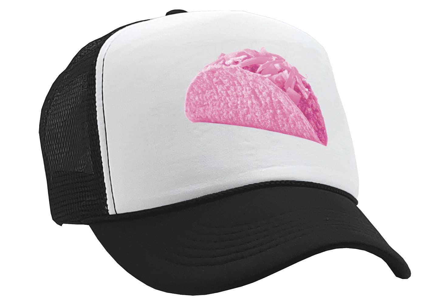 Gooder Tees - Pink Taco Funny Trucker Hat - Vintage Retro Style Joke Gag Prank Gift for Women & Men - Perfect for Parties, Costumes & Casual Wear