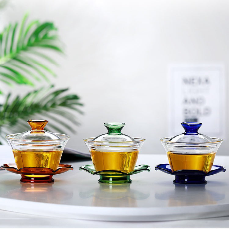 Premium Heat-Resistant Glass Gaiwan Tea Set - Traditional Chinese Brewing Cup for Green, Black & Oolong Tea - Perfect for Home, Office & Tea Ceremonies