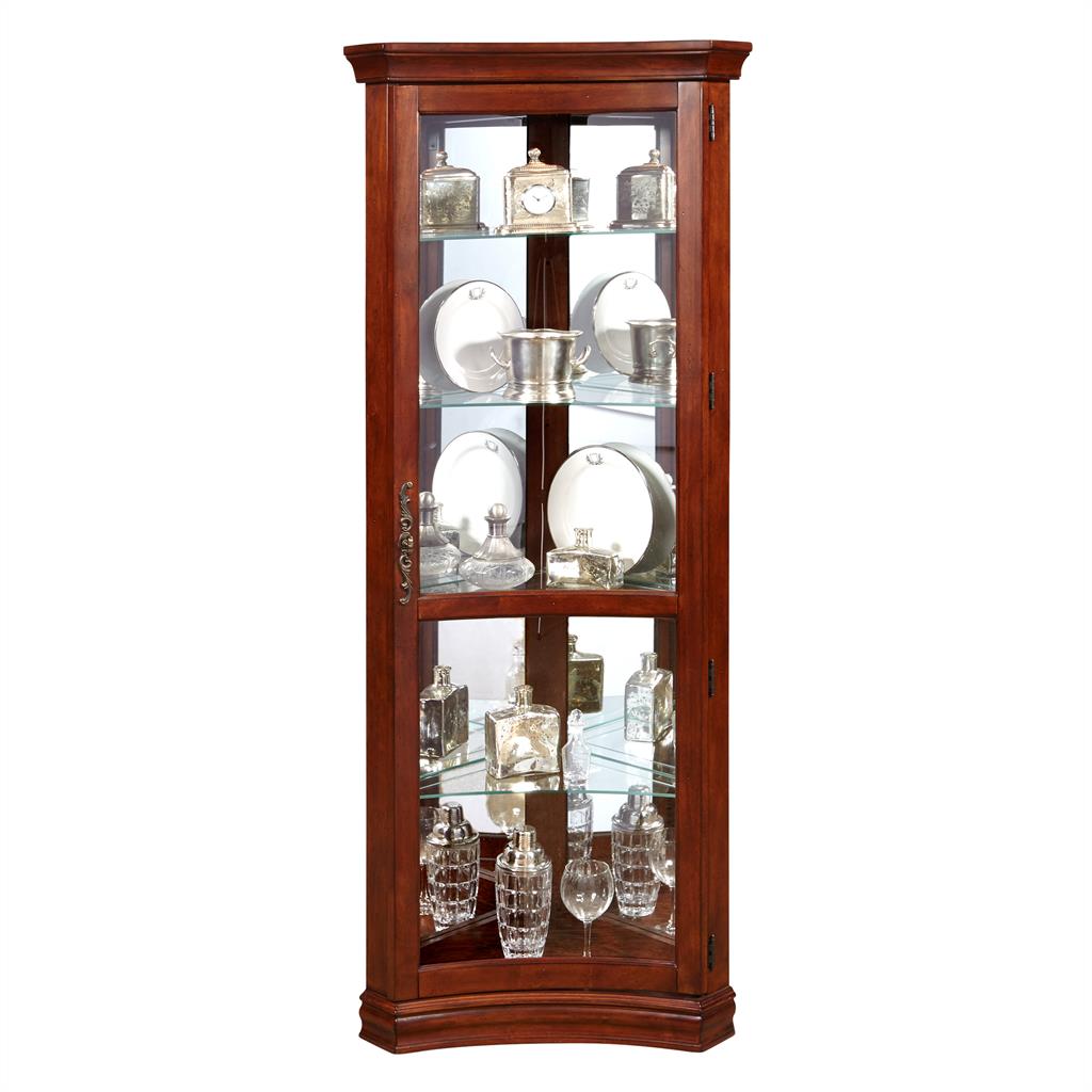 Concave Corner Curio Cabinet - Elegant Glass Display Case for Collectibles & Antiques - Perfect for Living Room, Dining Room, or Office Decor