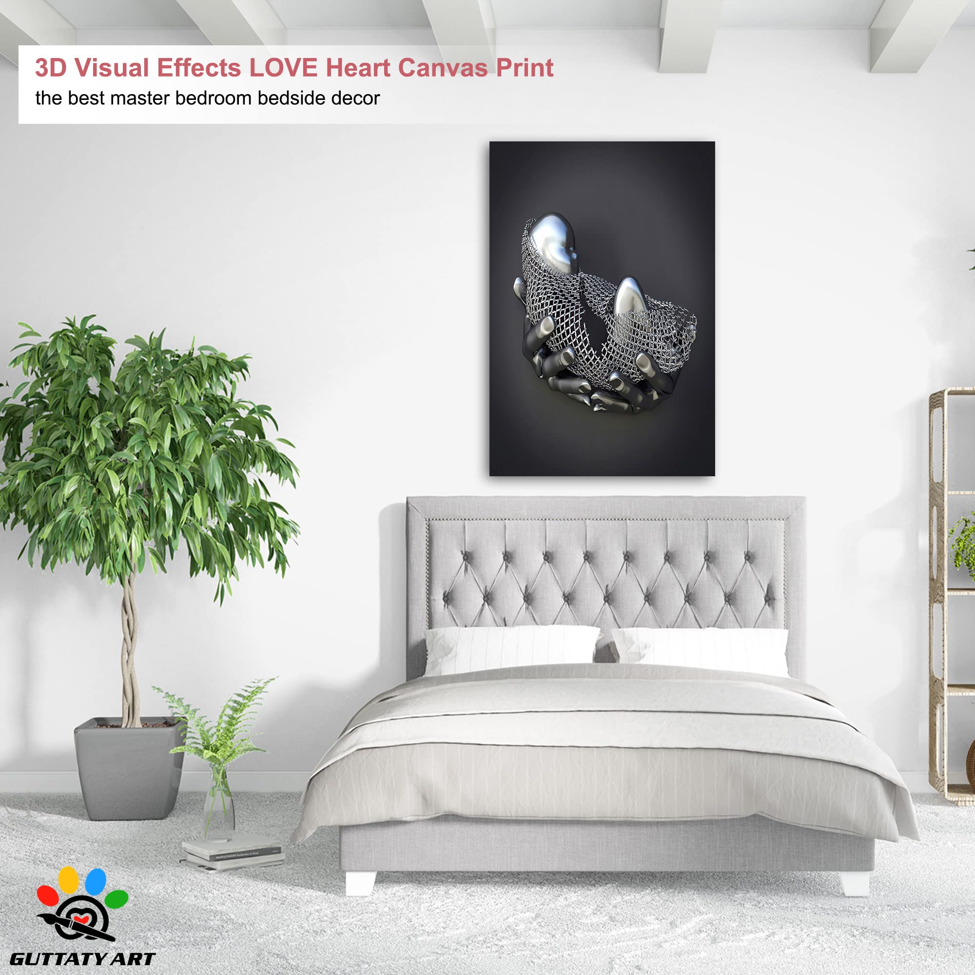 3D Metal Effect Canvas Wall Art - Modern Silver Framed Wall Decor for Living Room & Bedroom - Mother's Day Gift for Mom - 32x48 Inches - Perfect for Home, Office & Nursery Decor