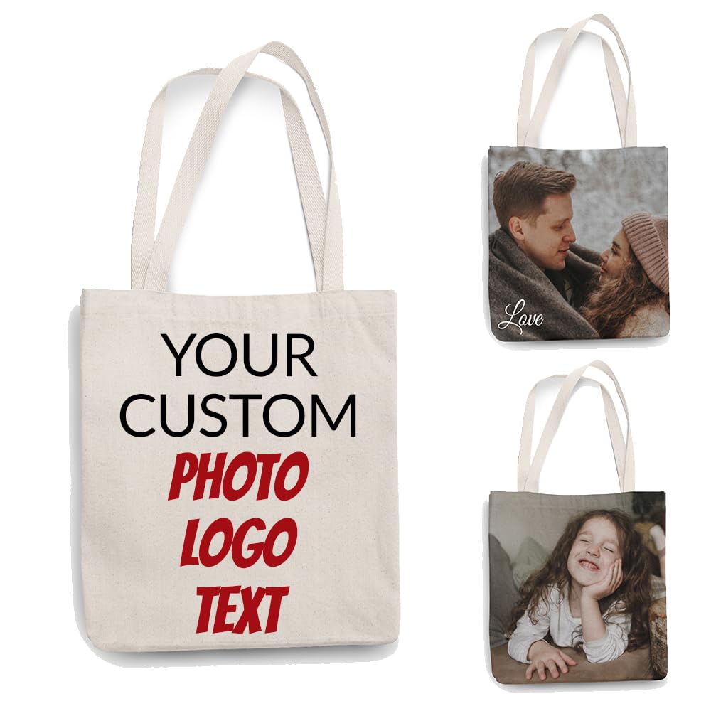 Custom Personalized Women's Handbags - Photo & Text Printed Large Capacity Shoulder Bags for Travel, Shopping, Picnics & Daily Use | Reusable Gift Idea for Her