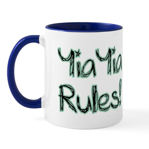 White/Navy Inside - Yiayia Rules! Mug