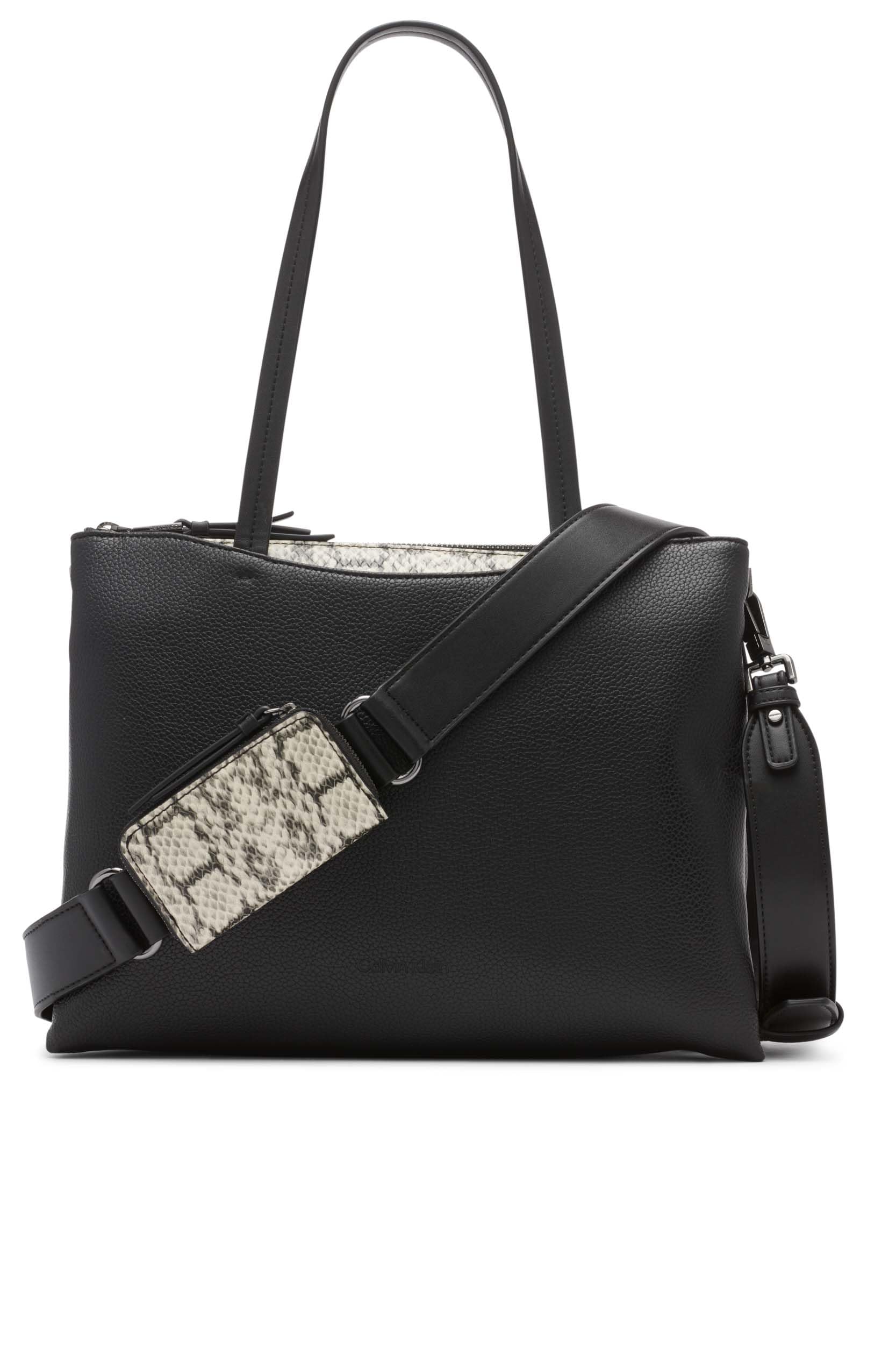 Calvin Klein Chrome Organizational 2-in-1 Tote Bag for Women | Stylish Work & Travel Laptop Tote with Multiple Pockets | Perfect for Office, Commute & Weekend Getaways