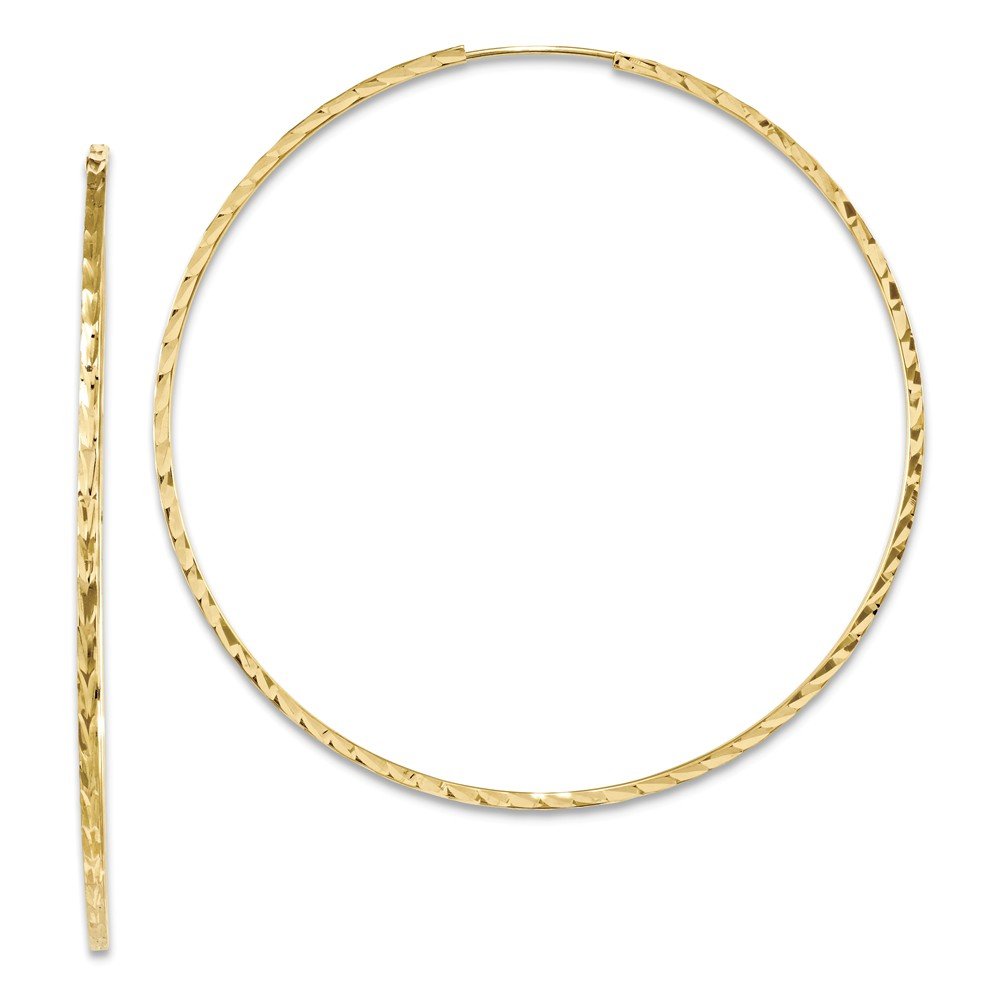 14K Yellow Gold Shiny-Cut Square Tube Endless Hoop Earrings for Women - Classic Elegant Dainty Huggie Earrings for Everyday Wear, Gift Giving & Special Occasions (TF1003)