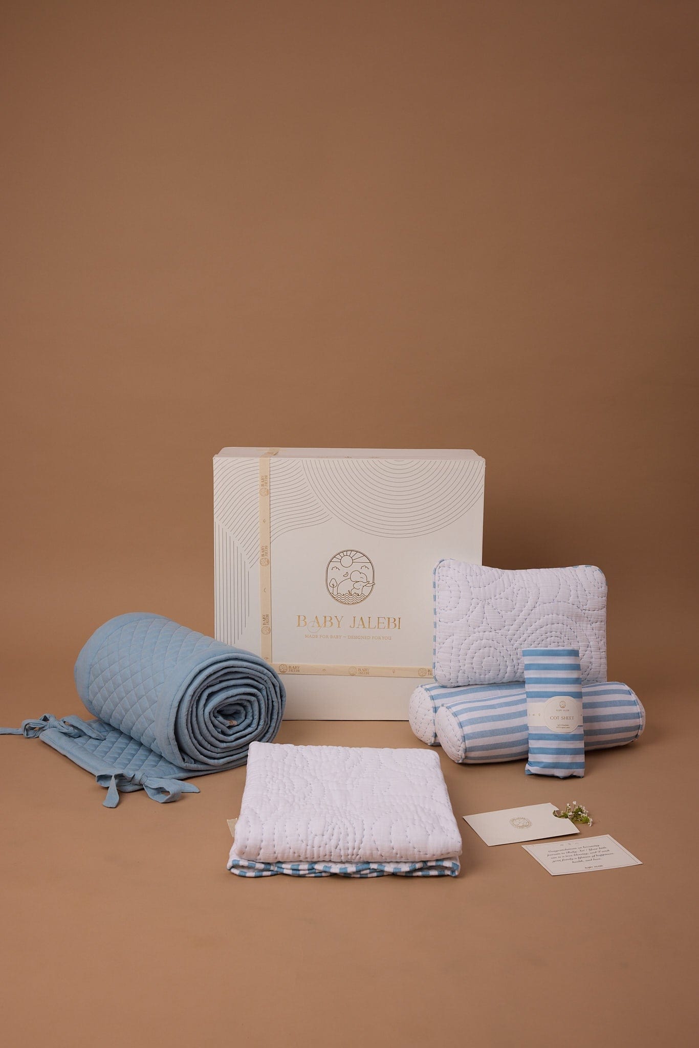 Premium Heirloom Blue Complete Cot Bedding Set with Soft Bumper - Cozy Nursery Essentials for Baby's Comfort & Safety | Perfect for Newborns, Infants & Toddlers