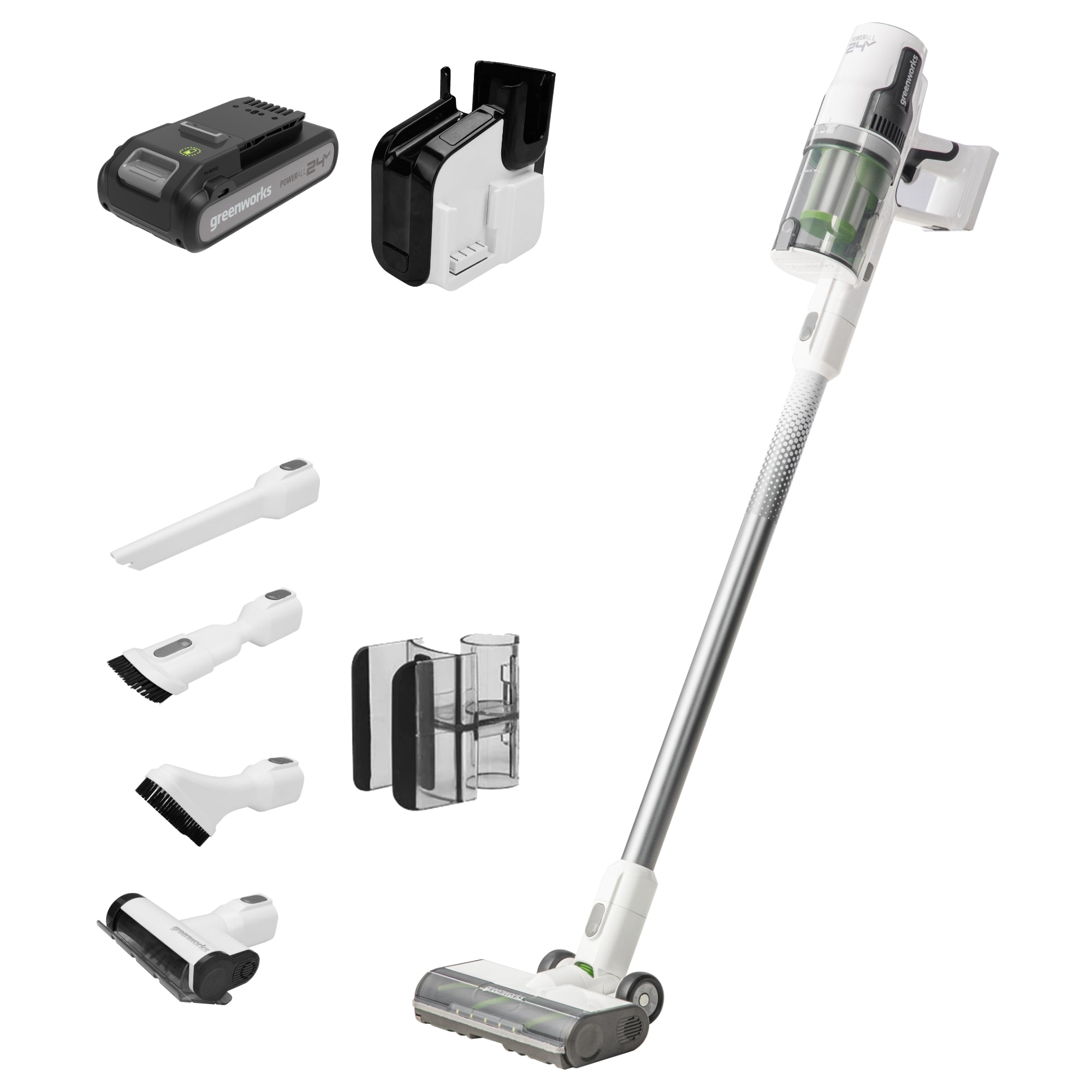 24V Cordless Stick Vacuum Cleaner with 4.0Ah Battery & USB-C Charger - Lightweight White Handheld Vac for Hardwood Floors, Carpets & Pet Hair Cleaning