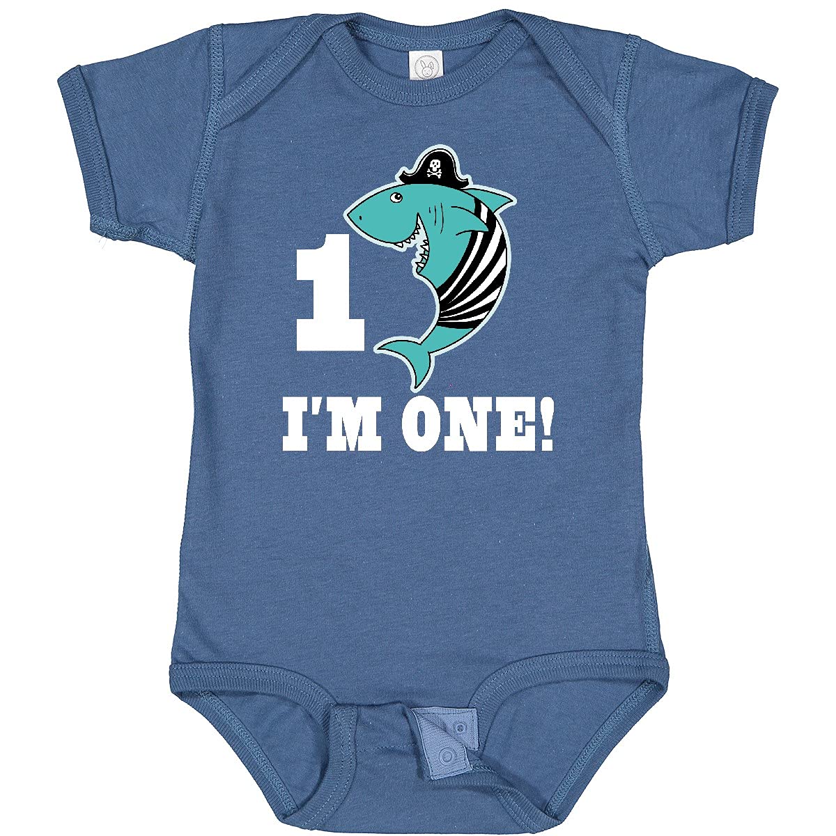 Inktastic 1st Birthday Shark Party Bodysuit - Cute Pirate Baby Onesie for Boys & Girls - Perfect for 1 Year Old Birthday Celebrations, Photo Shoots & Themed Parties