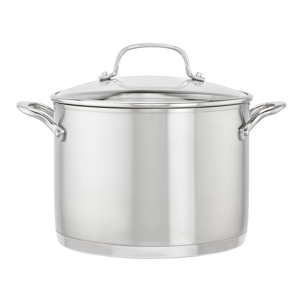 **Amana 8Qt Induction Stock Pot - Stainless Steel Cookware with Lid for Soups, Stews & Pasta - Perfect for Home Cooking & Professional Kitchens**