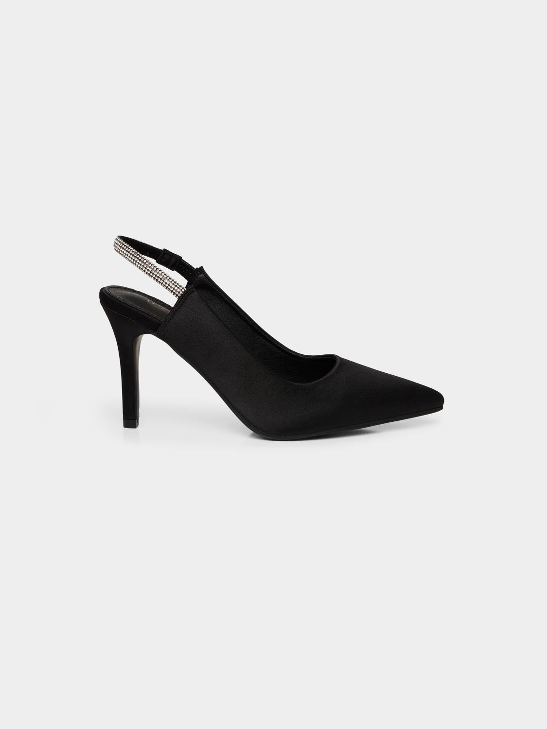 Elegant Satin Slingback Pumps with Rhinestone Strap - Women's Dress Shoes for Weddings, Parties & Special Occasions