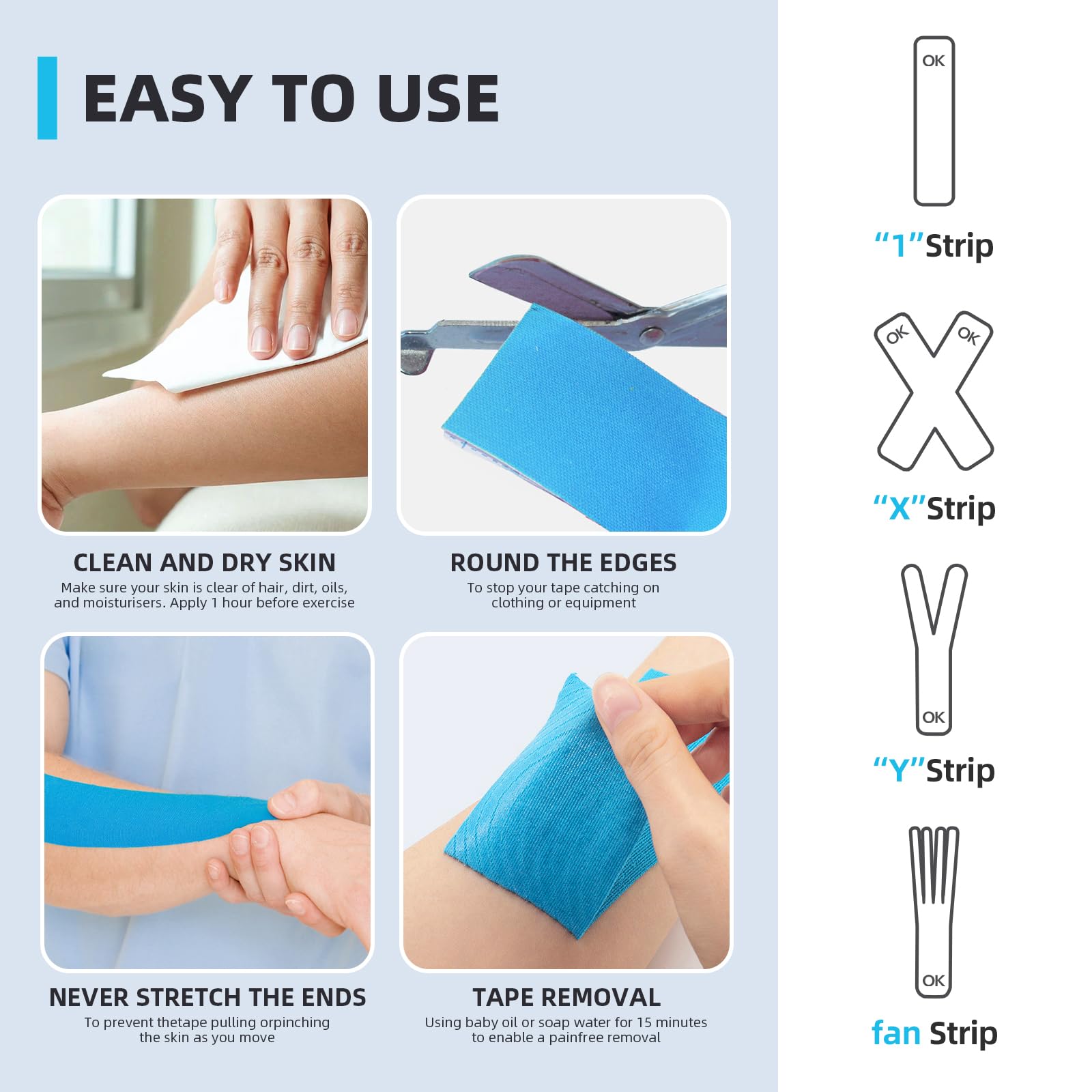 OK TAPE Kinesiology Tape - 20 Precut Strips (10 inches Each), Cotton Elastic Athletic Tape, Latex-Free, 2in x 16ft, Pink - Ideal for Sports Recovery, Muscle Support & Pain Relief