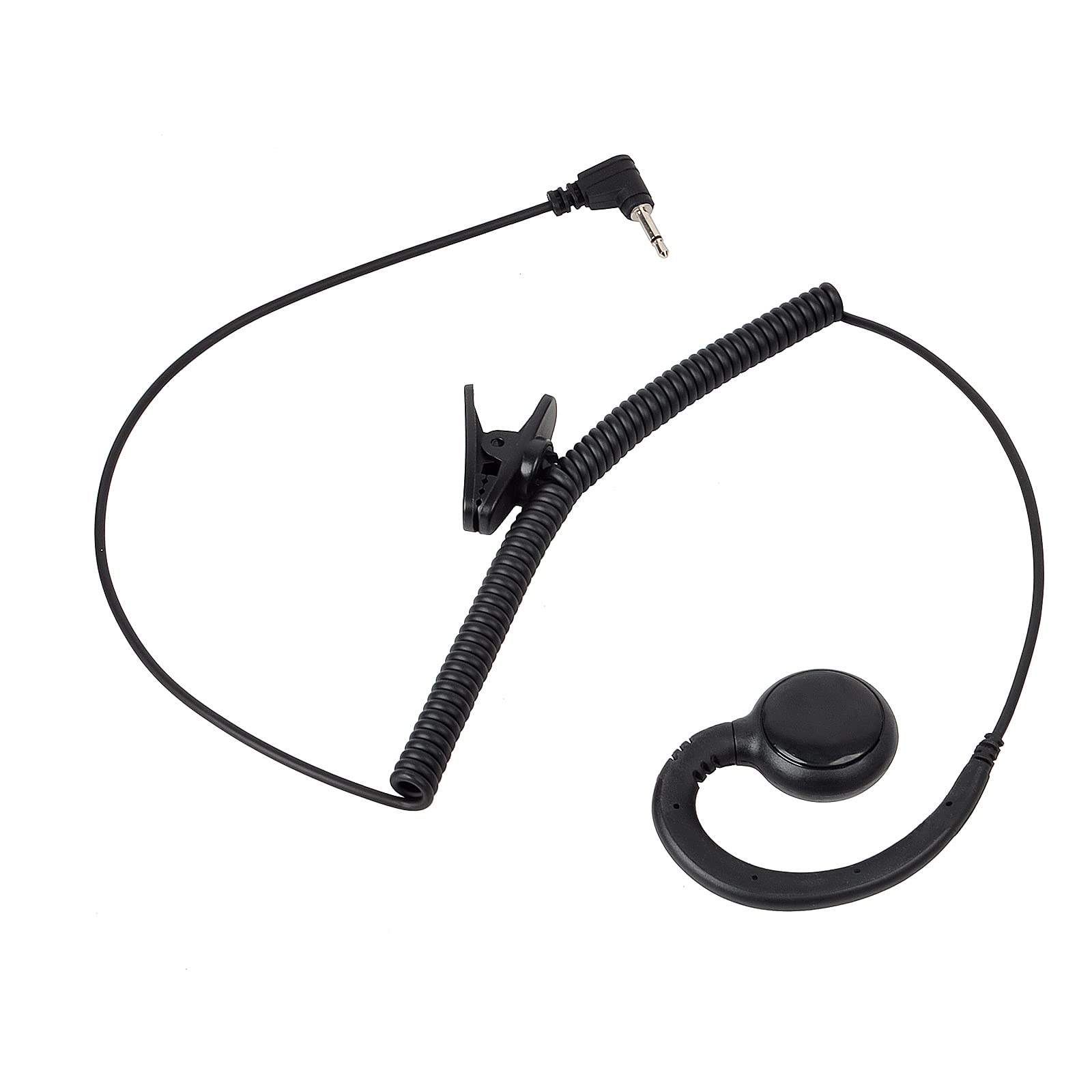 HYS 2.5mm Tactical Earpiece with Soft Rubber C-Shaped Earhook - Clear Audio Surveillance Headset for Law Enforcement, Security & Radio Communication (Compatible with Transceivers & Shoulder Speaker Mics) - Perfect for Covert Operations, Event Security & Professional Use