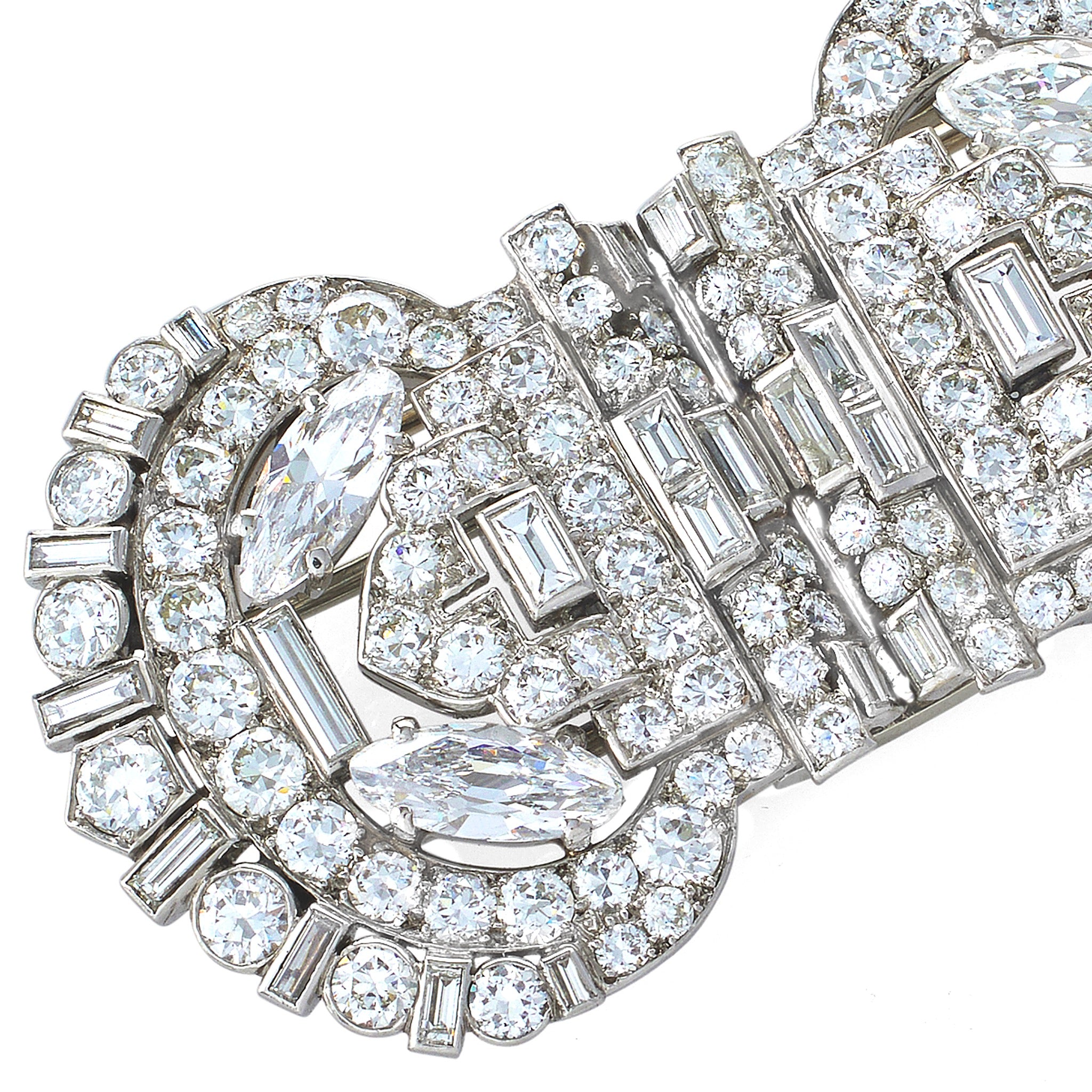 Cartier London Vintage Indian Inspired Diamond Double Clip Brooch - Elegant Antique Jewelry for Women, Perfect for Weddings, Parties & Special Occasions