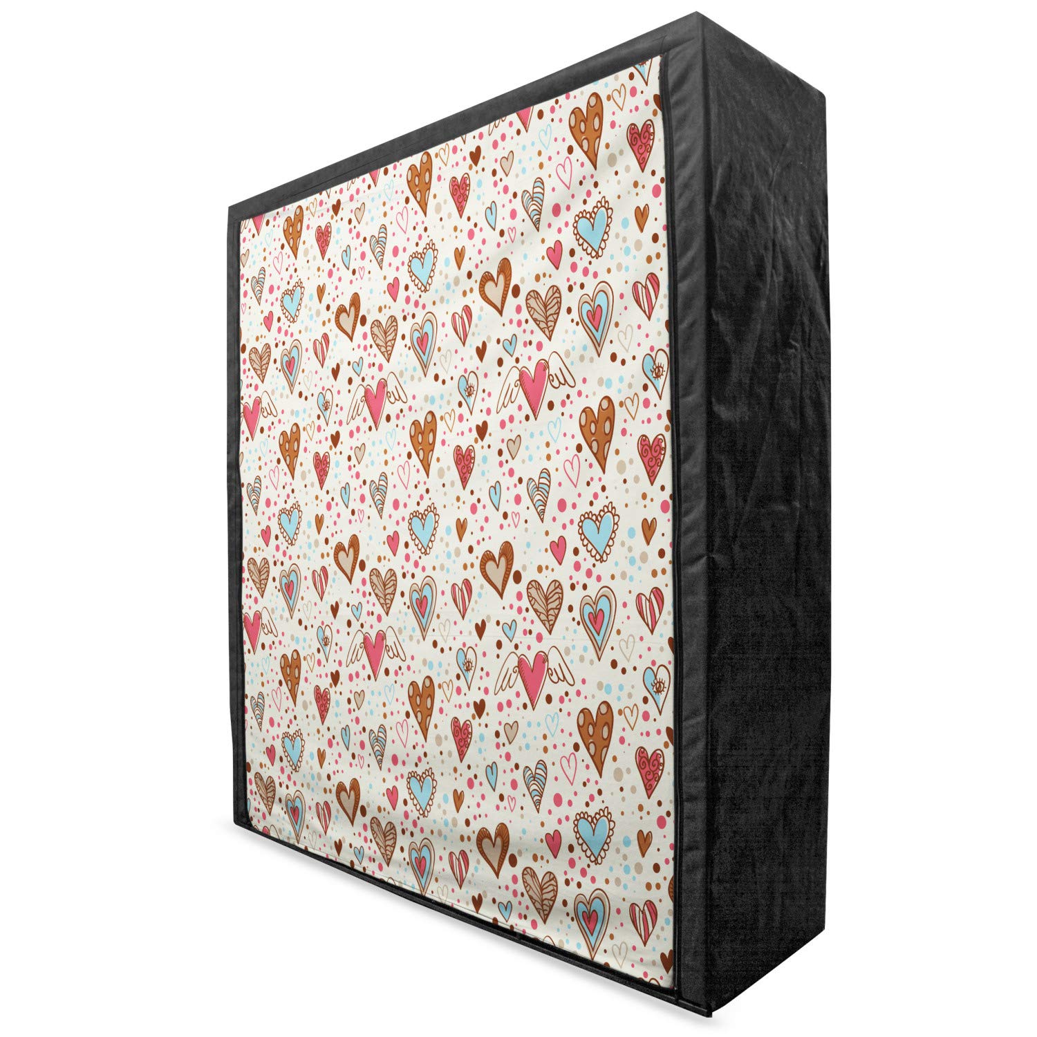 Ambesonne Valentine's Day Portable Fabric Wardrobe - Hand-Painted Dotted Design with Colorful Hearts, 59 Inch Clothing Organizer with Shelves for Bedroom & Closet Storage | Perfect for Seasonal Decor, Guest Room Organization & Small Space Solutions