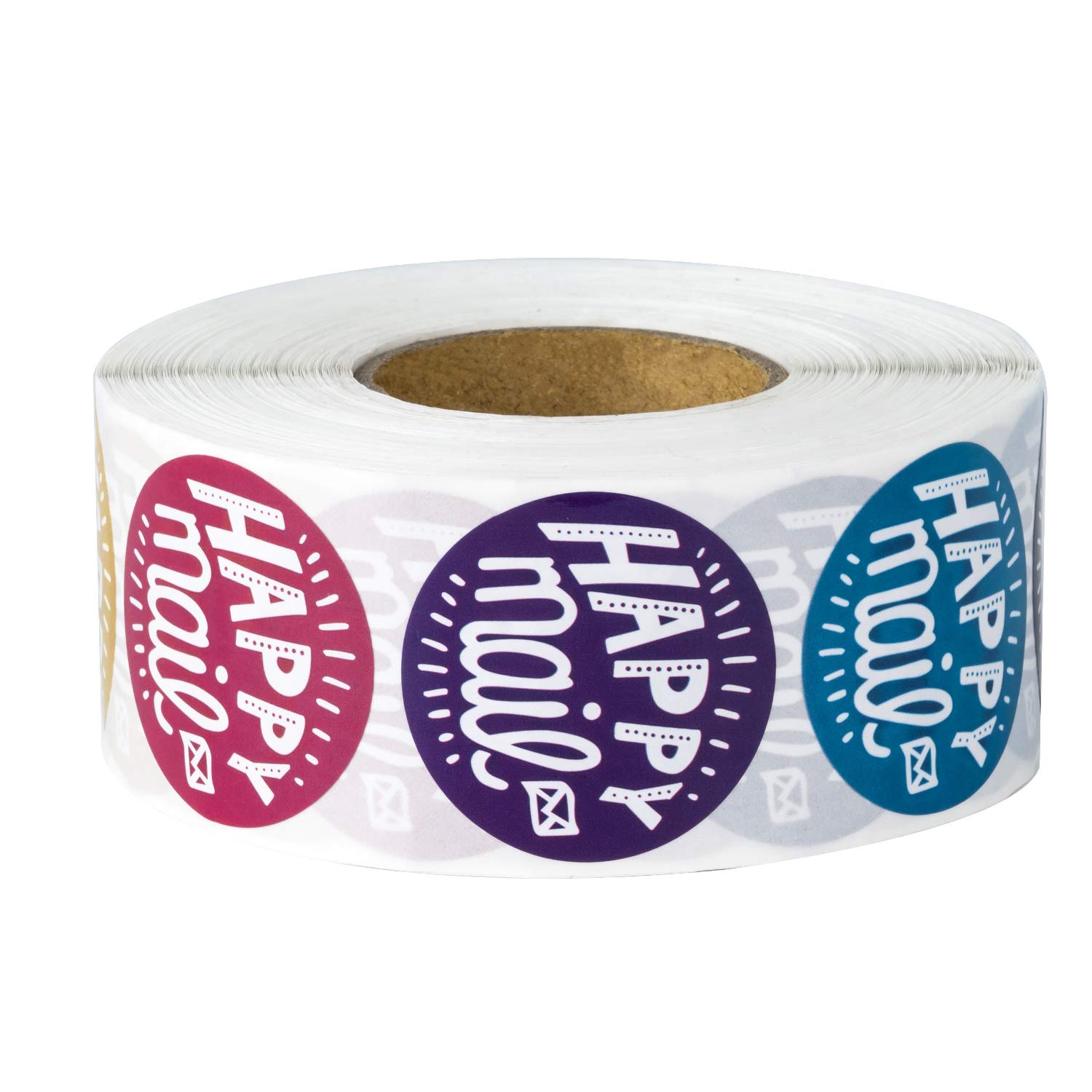 WRAPAHOLIC Happy Mail Business Stickers - 1000 Pack of 1.5