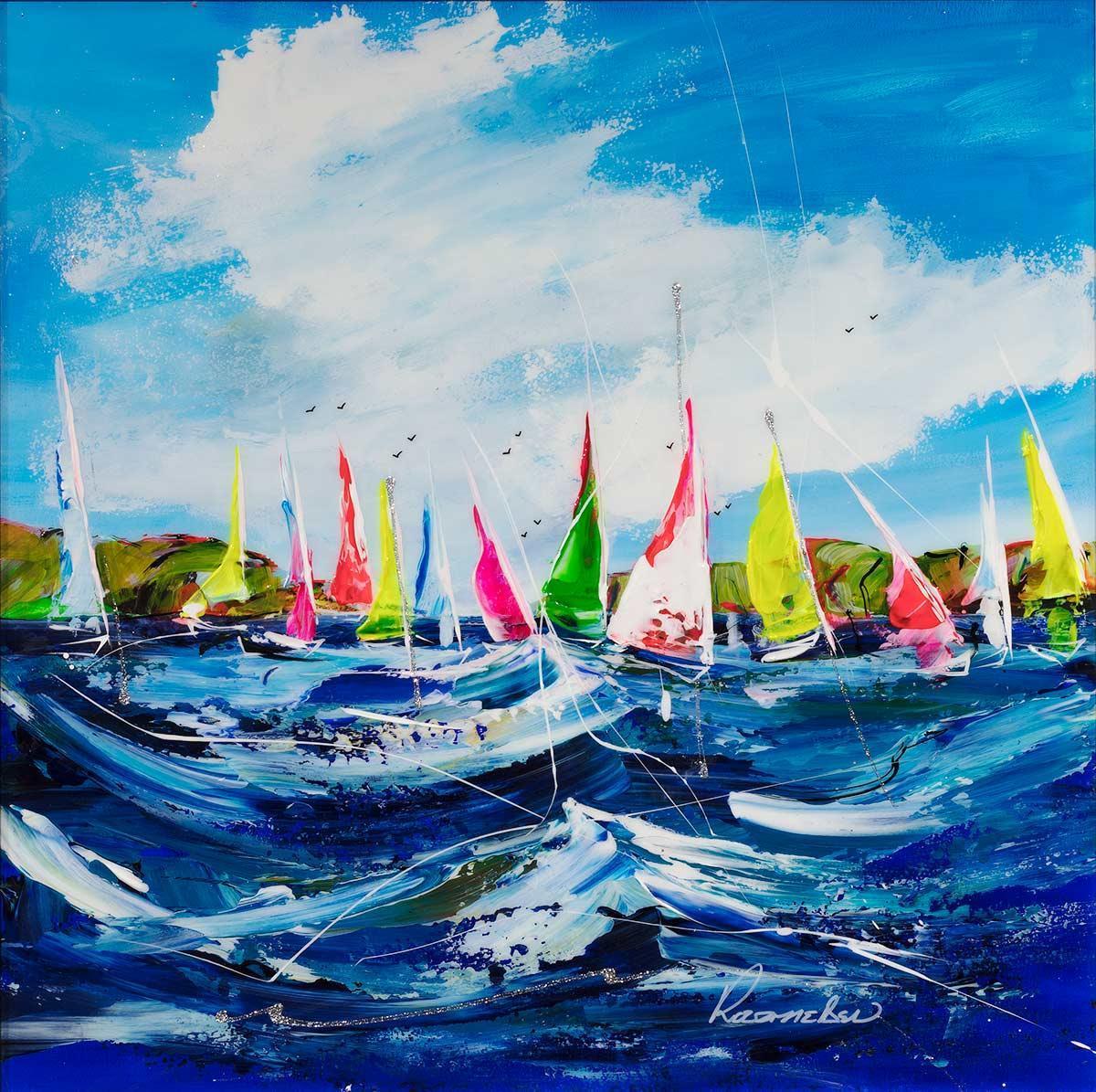 Original 'A Day On The Yacht' Painting - Premium Nautical Wall Art for Home & Office Decor | Perfect for Beach Houses, Living Rooms & Coastal Themed Spaces