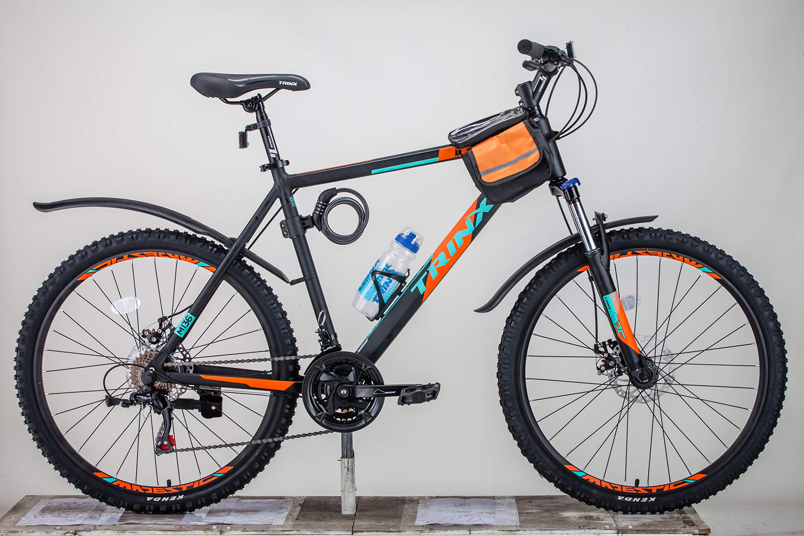 Trinx 26 Inch MTB Mountain Bike with Shimano 21-Speed Gears - Includes Mudguard, Water Bottle, Saddle Bag, Bike Lock & Repair Tool - Perfect for Trail Riding, Commuting & Outdoor Adventures
