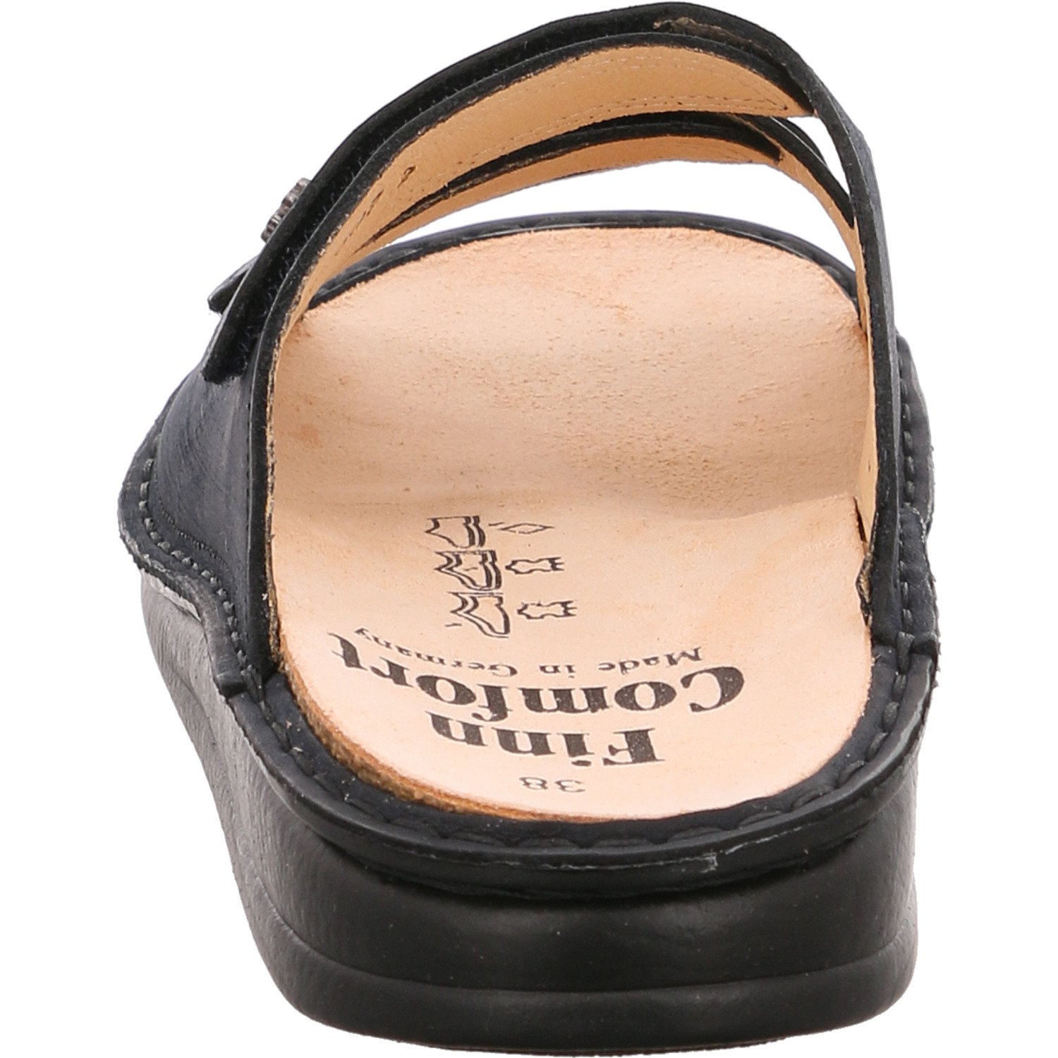 Finn Comfort Women's Open Toe Sandals - Breathable Leather Comfort Shoes for Women, Navy Blue, Size 10 | Perfect for Summer Walking, Travel & Casual Outfits