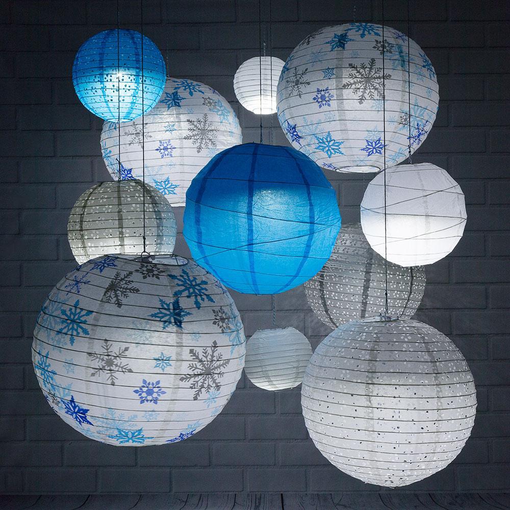 11-Piece Frozen Wonderland Holiday Christmas Snowflake Party Decorations Set - Paper Lanterns, Snowflake Cutouts & Hanging Ornaments for Winter Wonderland Theme Parties, Christmas Decor & Seasonal Celebrations