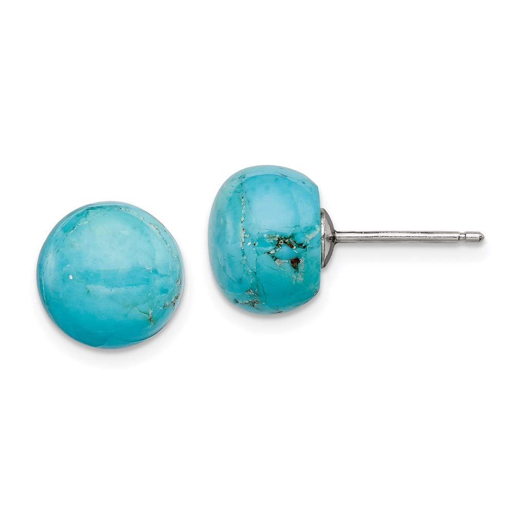 925 Sterling Silver 10-10.5mm Natural Turquoise Button Post Earrings for Women | Hypoallergenic Fine Jewelry | Perfect Gift for Her, Birthday, Anniversary & Everyday Wear