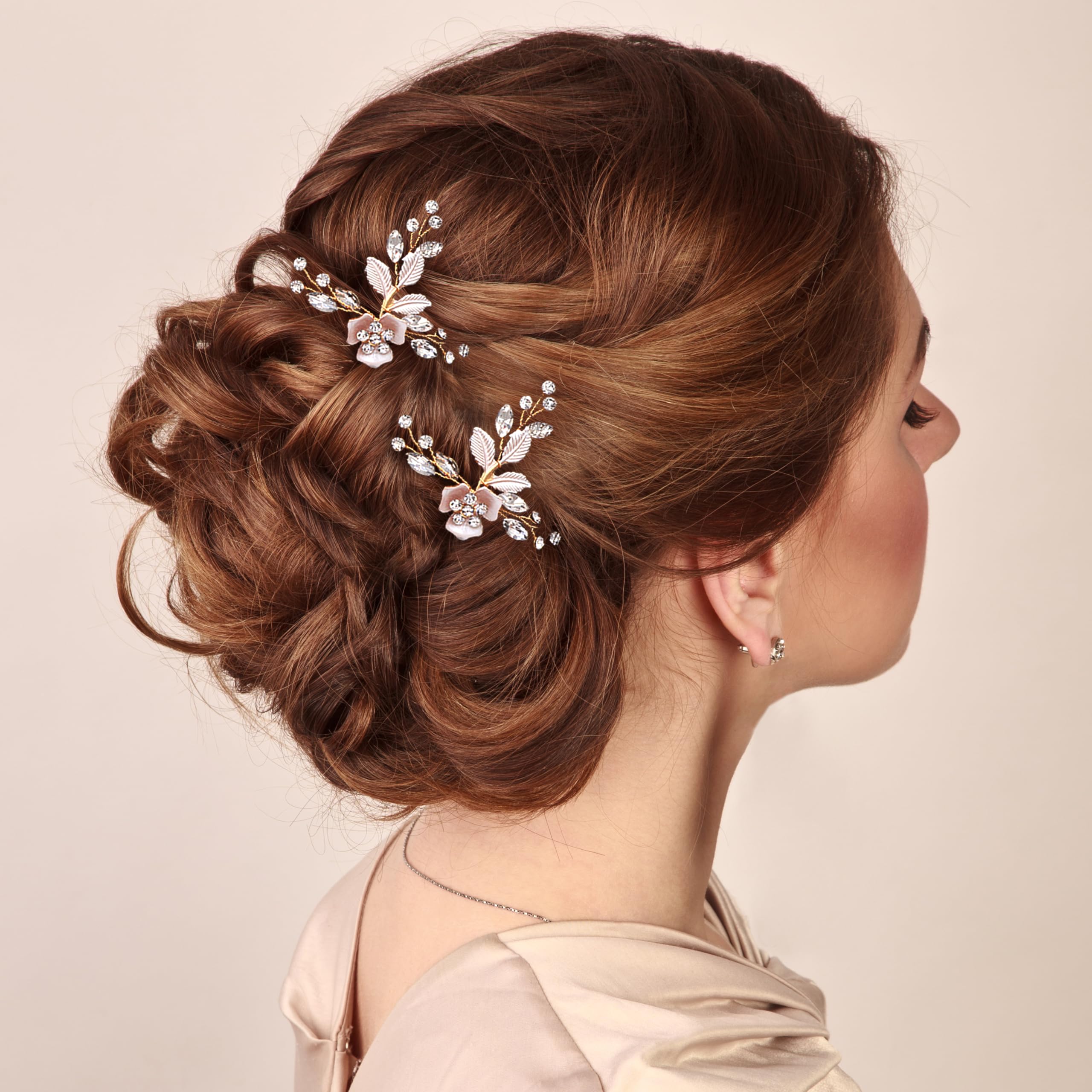 Oriamour Gold Bridal Hair Combs & Pins Set for Weddings & Special Occasions