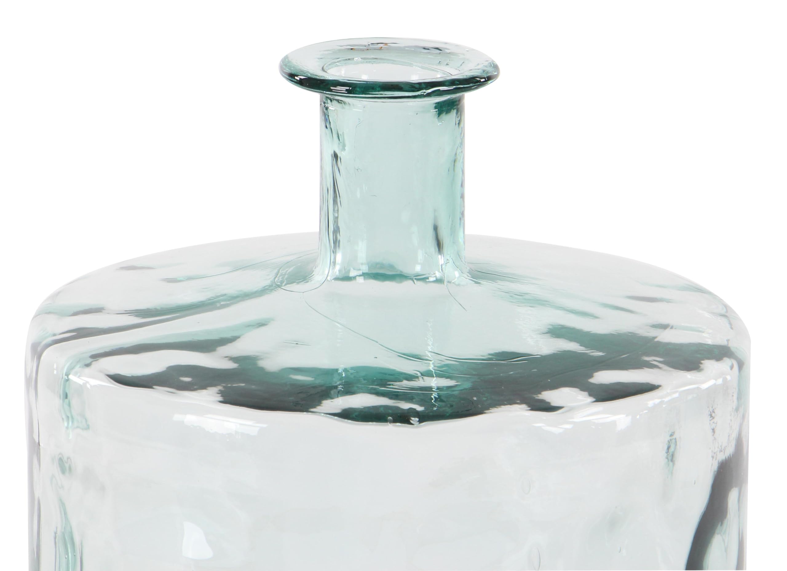 Handmade Recycled Glass Vase - Deco 79 Spanish Bottle Centerpiece, 14x14x17 Inch Teal Flower Vase for Home Decor, Wedding, Dining Table & Living Room Decoration