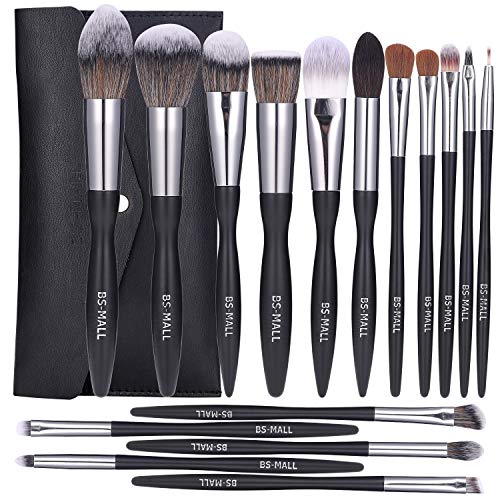 BS-MALL 16-Piece Professional Makeup Brush Set - Premium Synthetic Kabuki Foundation Blush Contour Concealer Lip & Eyeshadow Brushes Kit for Flawless Makeup Application | Perfect for Daily Use, Travel & Professional Makeup Artists