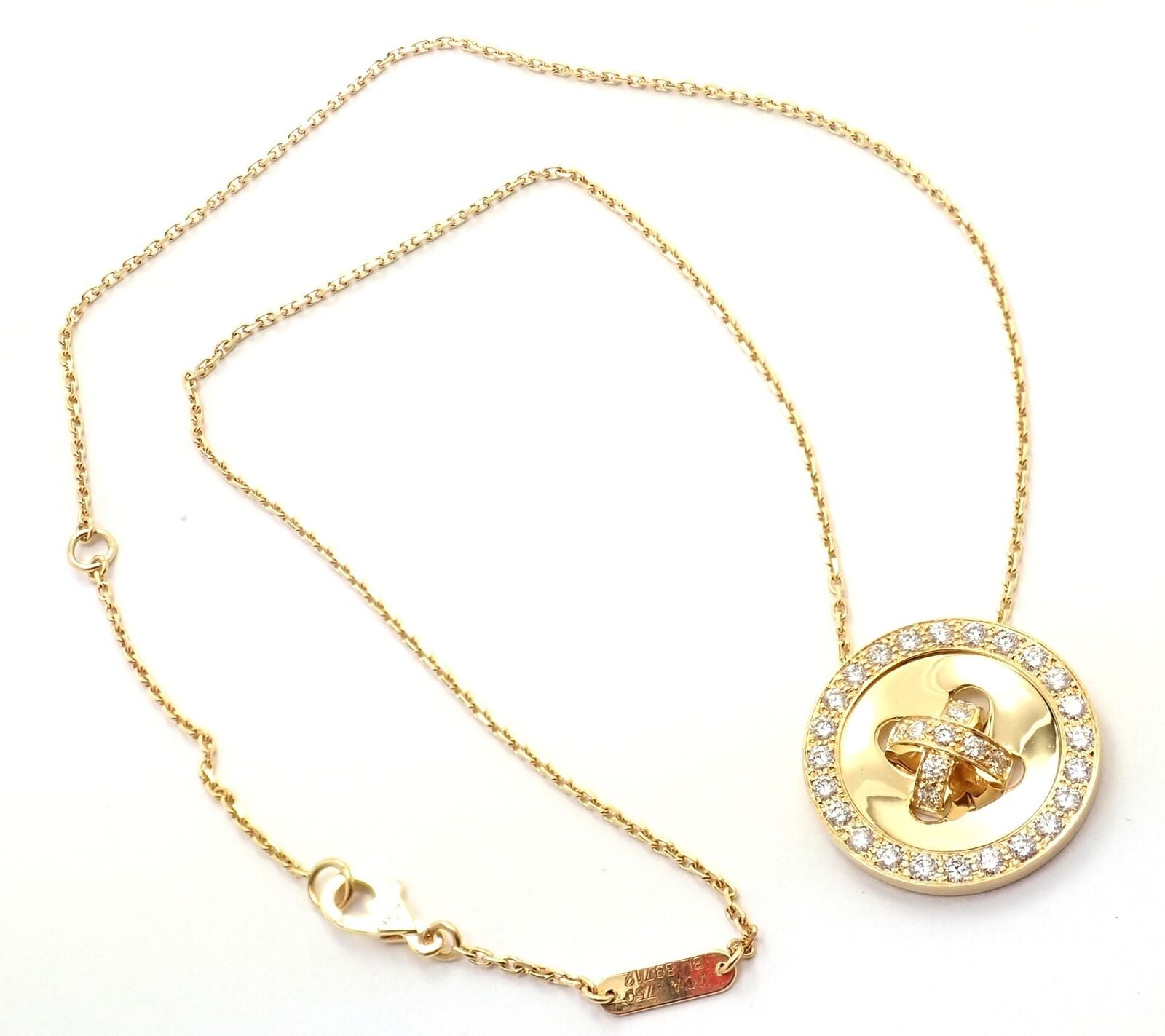 Authentic Van Cleef & Arpels 18k Yellow Gold Diamond Button Pendant Necklace for Women - Luxury Jewelry Gift for Anniversary, Birthday & Special Occasions
