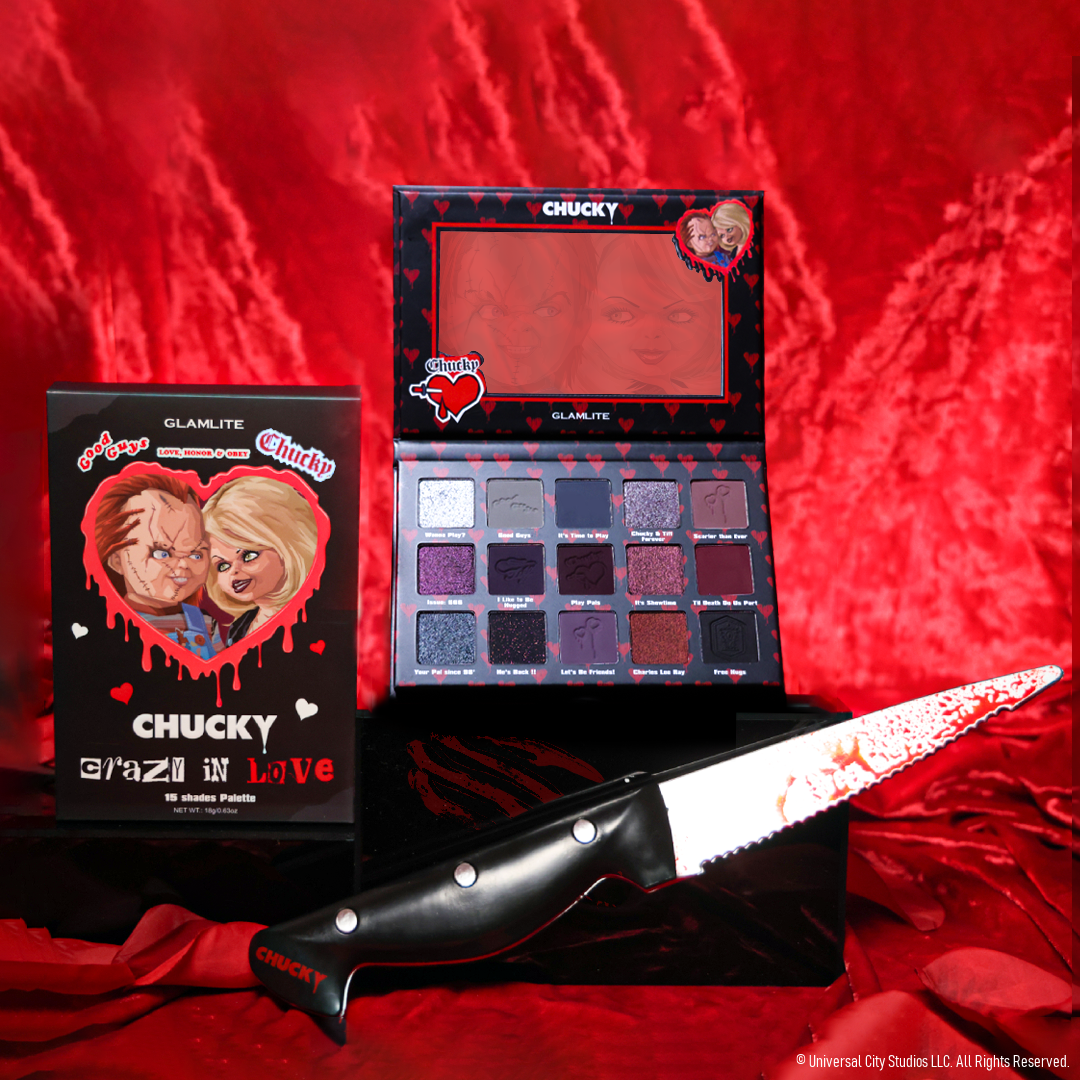 Chucky 7 Piece Makeup Set with Tiff Bag - Horror Movie Inspired Cosmetics Kit for Halloween, Costume Parties & Themed Events