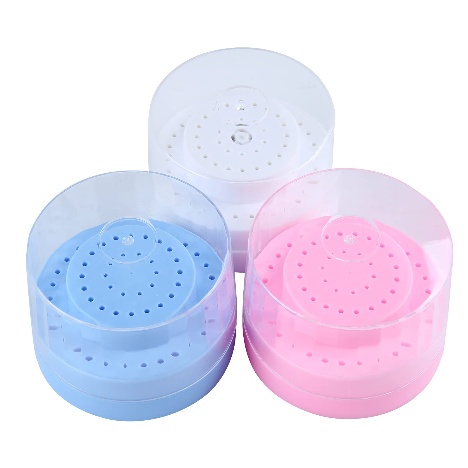 Dental Multi-Use Burs Holder with 60 Holes & Transparent Cover - Autoclavable Sterilizer Burs Block for Dentists & Dental Labs (Plastic Case, 2 Size Apertures, Random Color) - Perfect for Organizing & Sterilizing Dental Tools