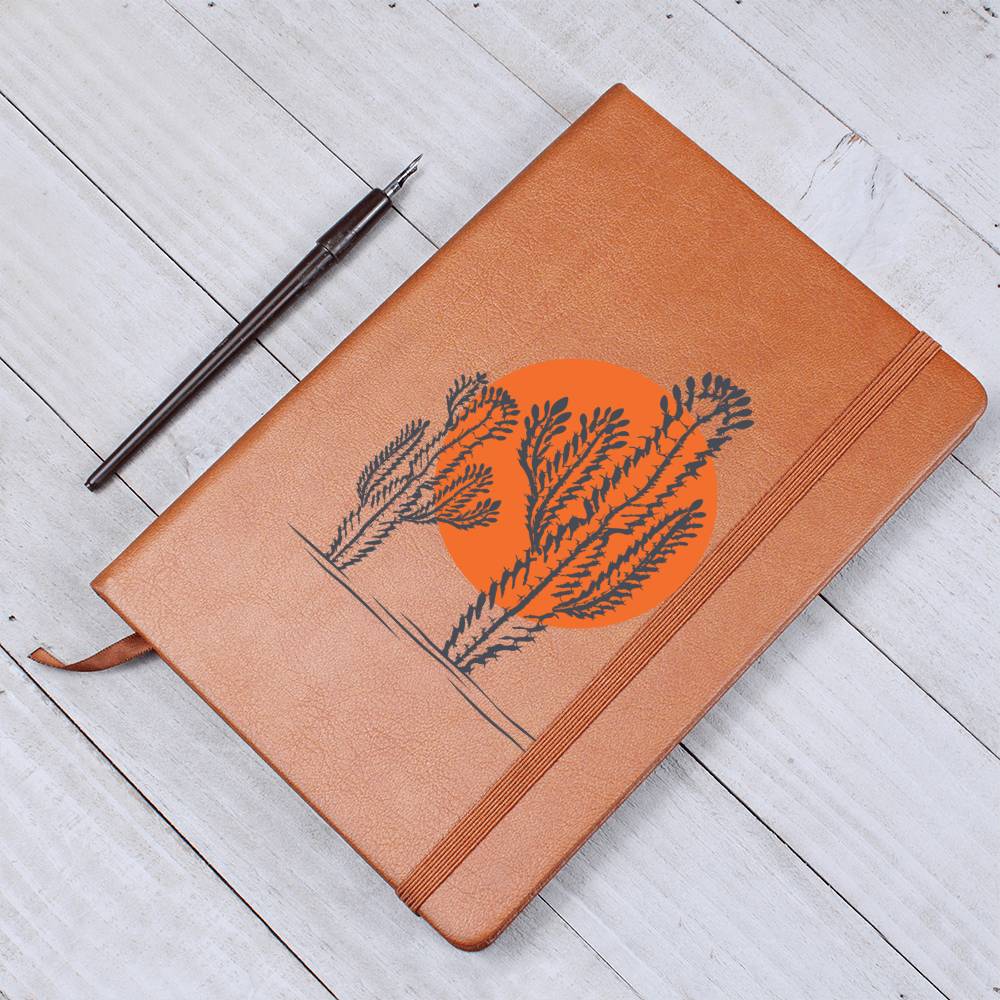 Vegan Leather Journal - Handmade Desert Sun Design - Perfect for Travel, Writing & Gift Giving