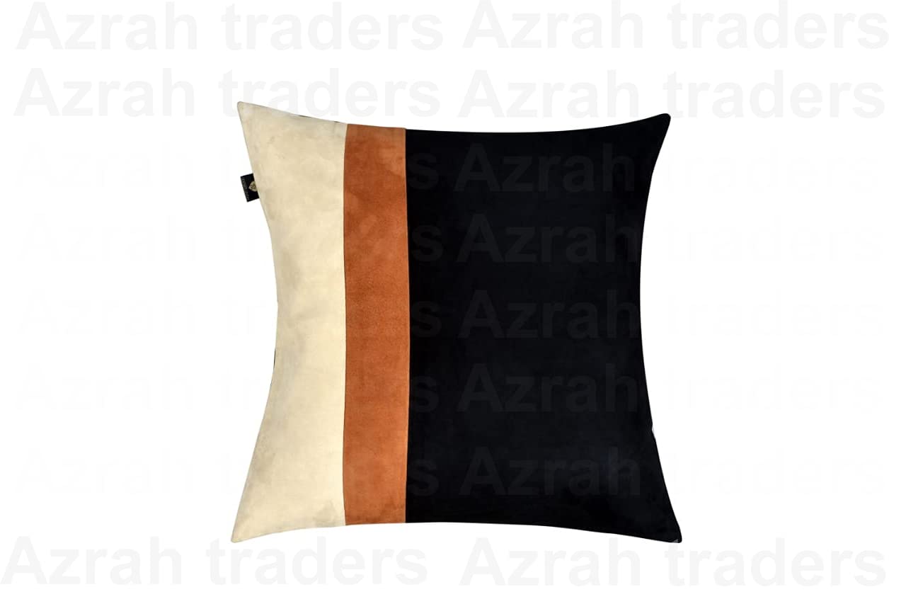 Premium Lambskin Suede Leather Pillow Covers - 20x20 Inch Luxury Sofa Cushion Cases - Soft Decorative Throw Pillow Covers for Living Room, Bedroom & Office - Black & Brown Set of 2 - Perfect for Home Decor, Gift Giving & Interior Design