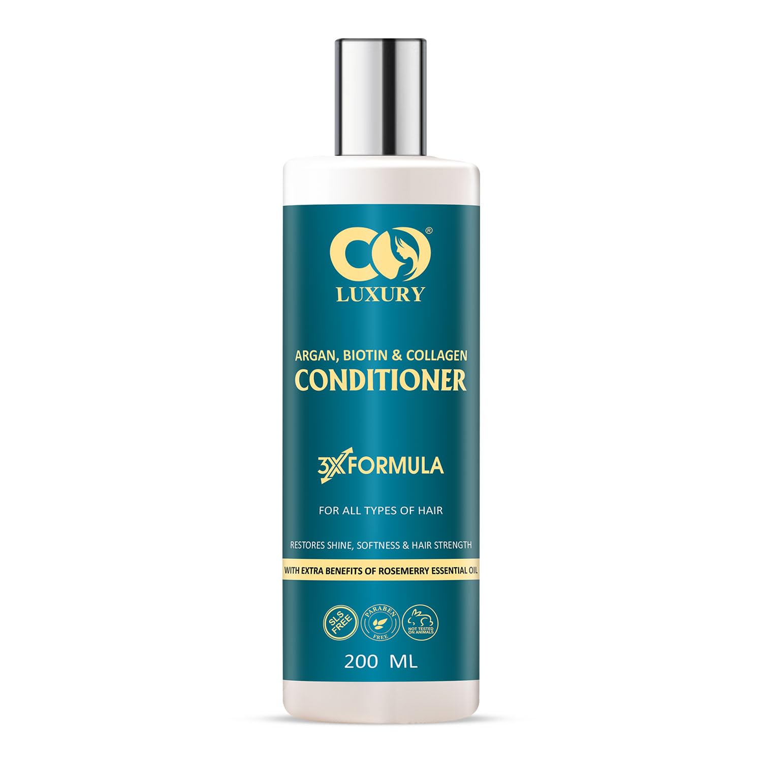 CO LUXURY Argan Biotin & Collagen Conditioner for Smooth & Shiny Hair | Nourishing Hair Repair Treatment with Jojoba Oil | Frizz Control for All Hair Types - 200 ml | Daily Hydration & Salon-Quality Results at Home