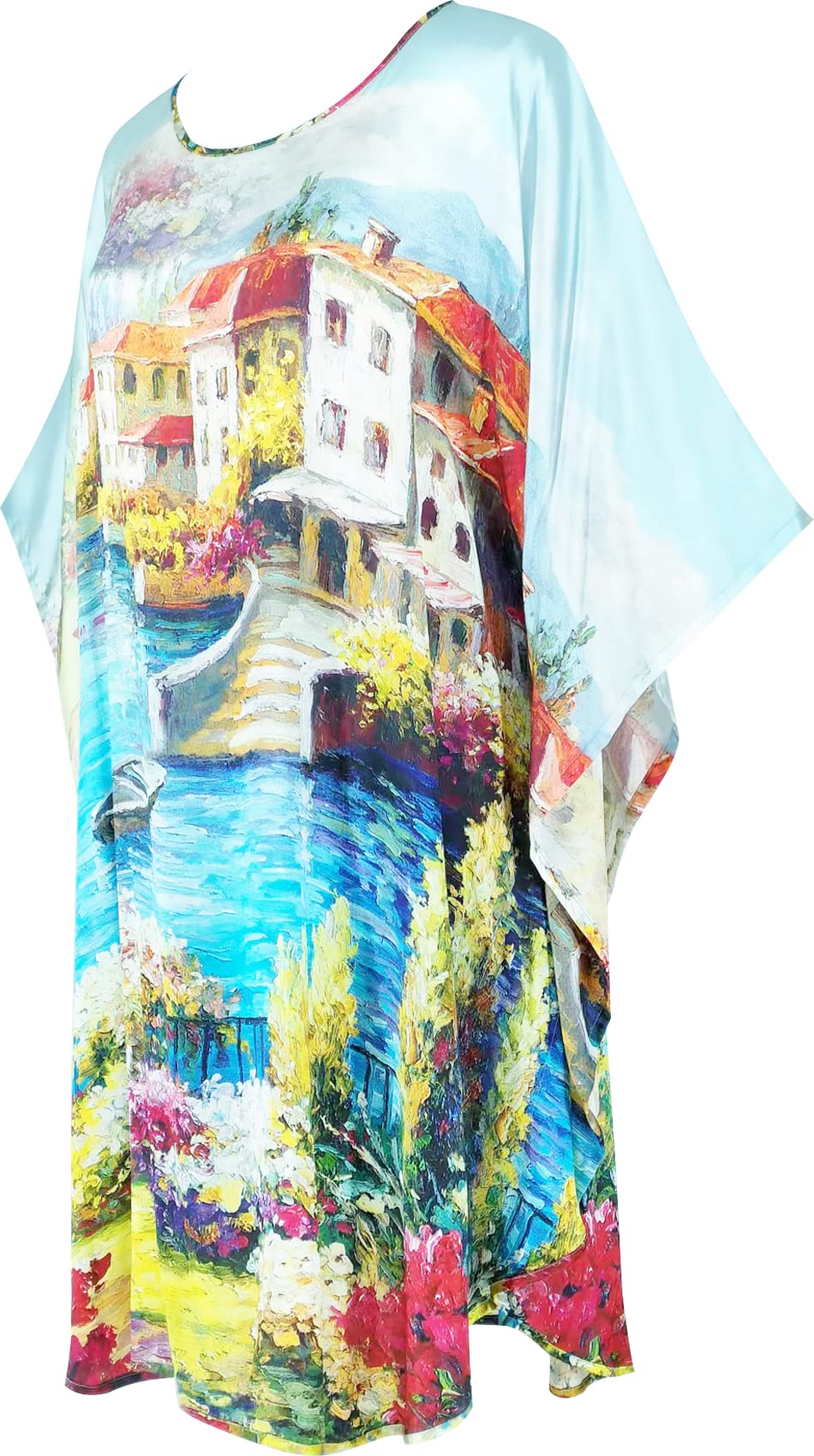 Luxury 100% Silk Pajamas for Women - Floral Print Silk Kimono Robe & Bathrobe with Doll Sleeves - Perfect for Spa, Bridal Shower & Relaxing at Home