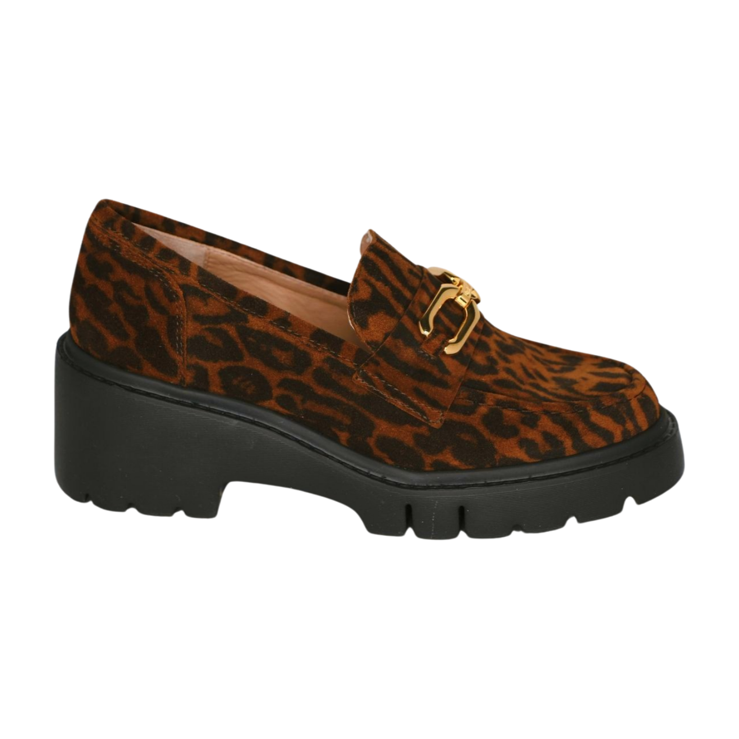 Unisa Women's Leopard Print Chunky Heel Loafers - Comfortable Slip-On Shoes for Work, Office & Casual Outfits