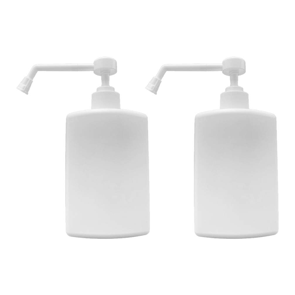 Healifty 2 Pack Long Nozzle Empty Pump Bottles with Cow Straws - Fine Mist Sprayer for Lotion, Hand Soap & Jewelry Making - White Plastic Dispenser Bottles for Home, Salon, and DIY Crafts