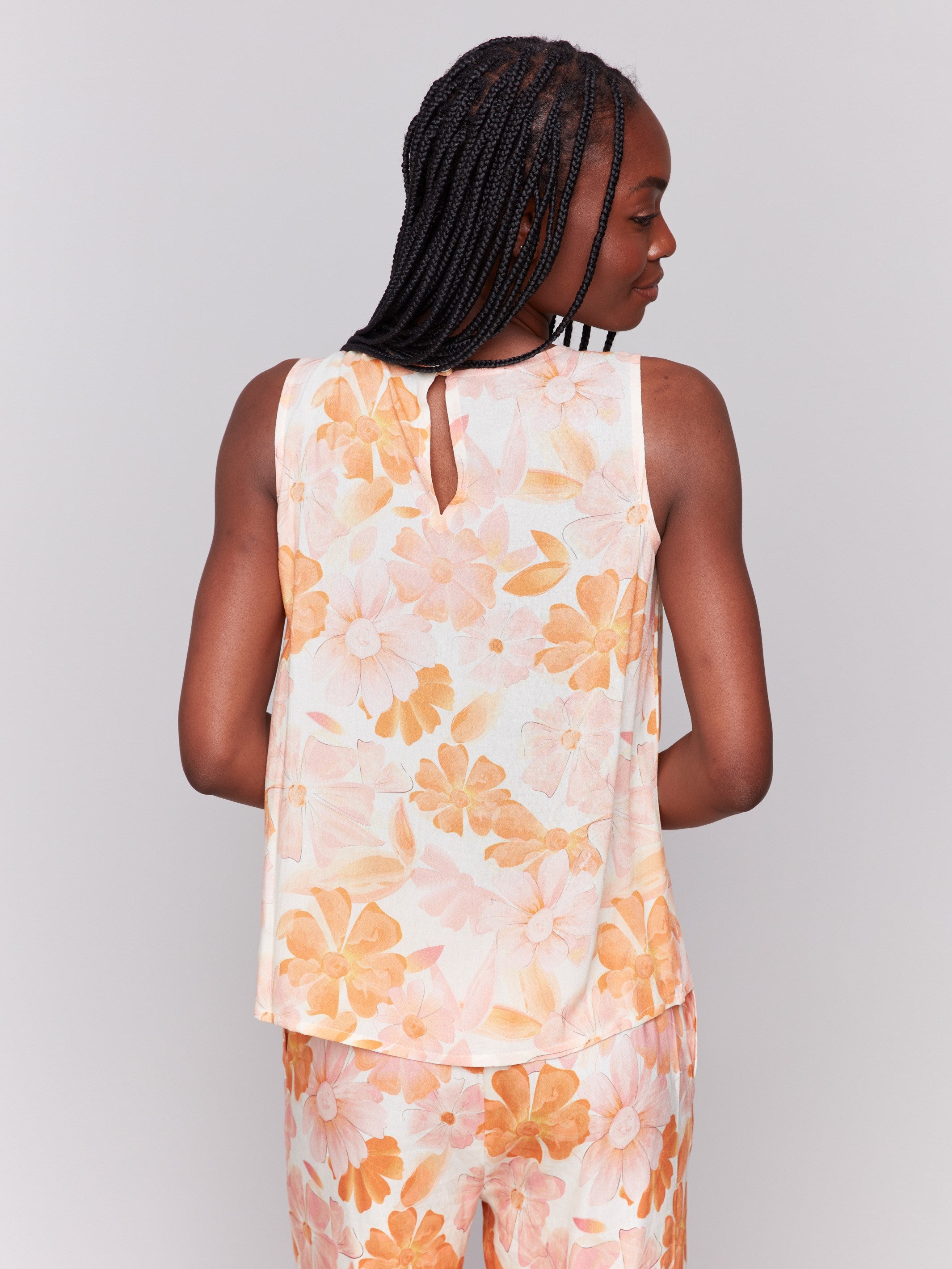 Floral Printed Viscose Sleeveless Blouse for Women - Lightweight Summer Tank Top - Perfect for Beach Vacation, Casual Outings & Boho Style