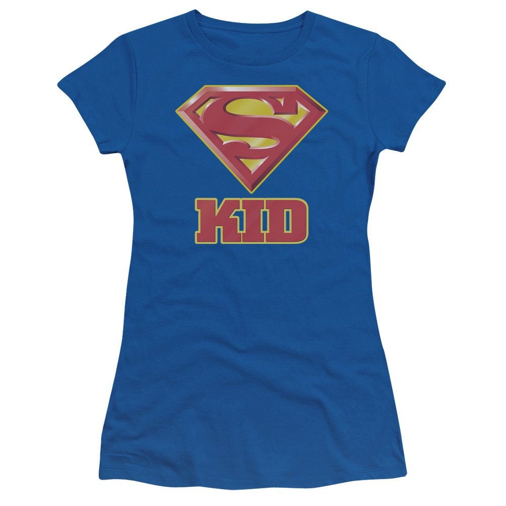 Superman Super Kid Juniors' Sheer Fitted T-Shirt | Official DC Comics Licensed Apparel | Superhero Costume & Casual Wear for Kids & Teens | Perfect for Cosplay, Birthdays & Comic Con Events