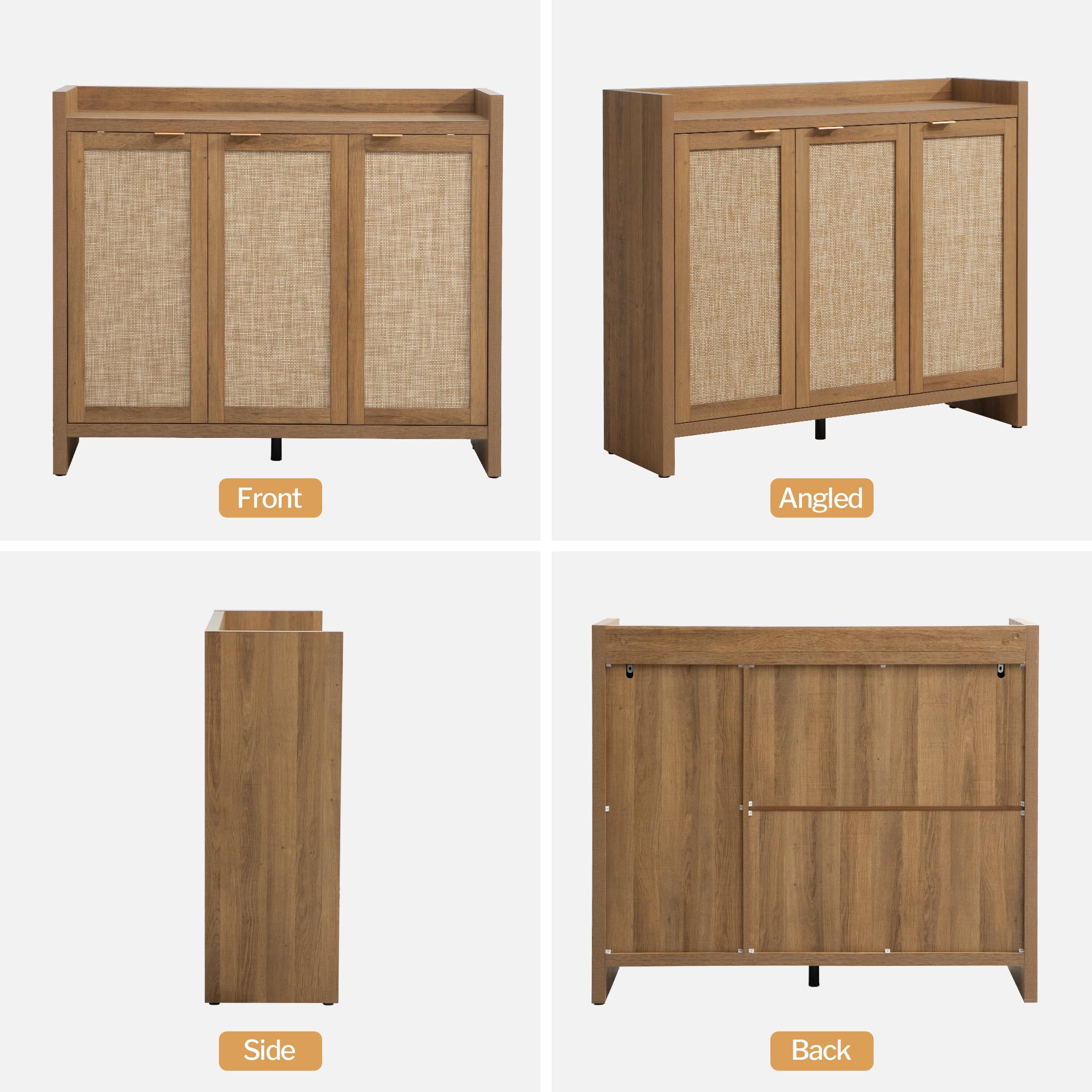 SICOTAS 6-Tier Rattan Shoe Storage Cabinet - Holds 30 Pairs, 41