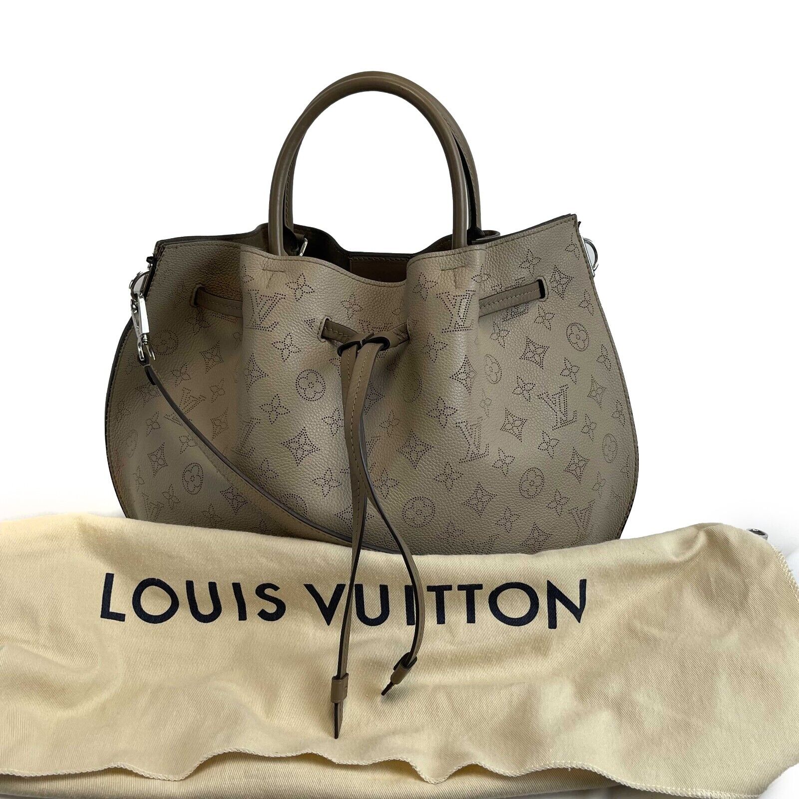 Louis Vuitton Mahina Girolata Handbag in Galet Grey - Top Handle & Adjustable Shoulder Strap | Luxury Leather Tote for Women, Perfect for Work, Travel & Everyday Use