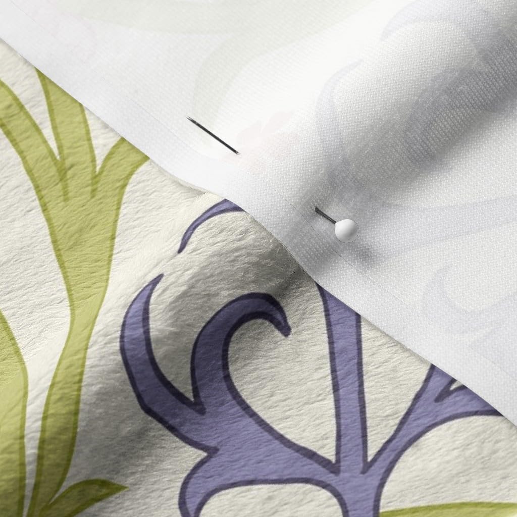 Ornate Floral Pink Flowers Spring Hand Drawn Lavender Easter William Printed Minky Fabric Fat Quarter - Soft Plush Material for Sewing Baby Blankets, Quilt Backing & DIY Crafts - Perfect for Nursery Decor, Easter Gifts & Home Décor Projects