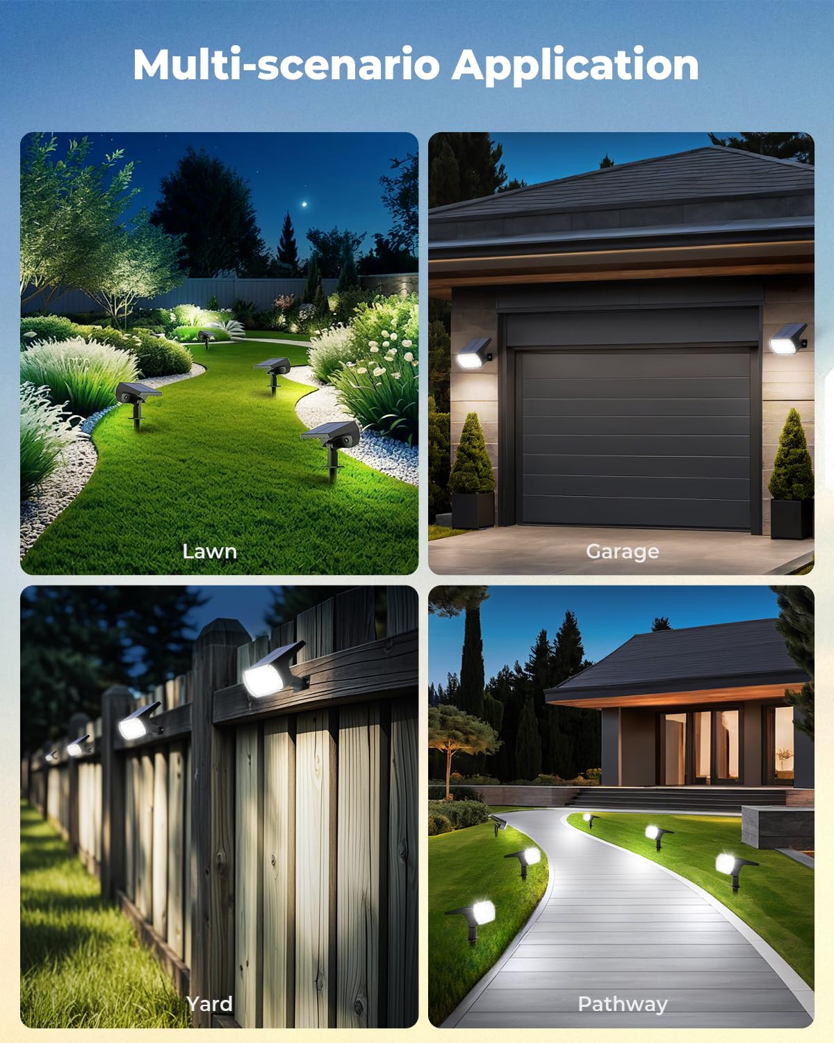 86 LED Solar Spotlights Outdoor 2 Pack - 3 Color Changing Solar Lights with Optical Lenses, IP67 Waterproof, Auto On/Off - Perfect for Yard, Garden, Lawn, Pathway & Landscape Lighting