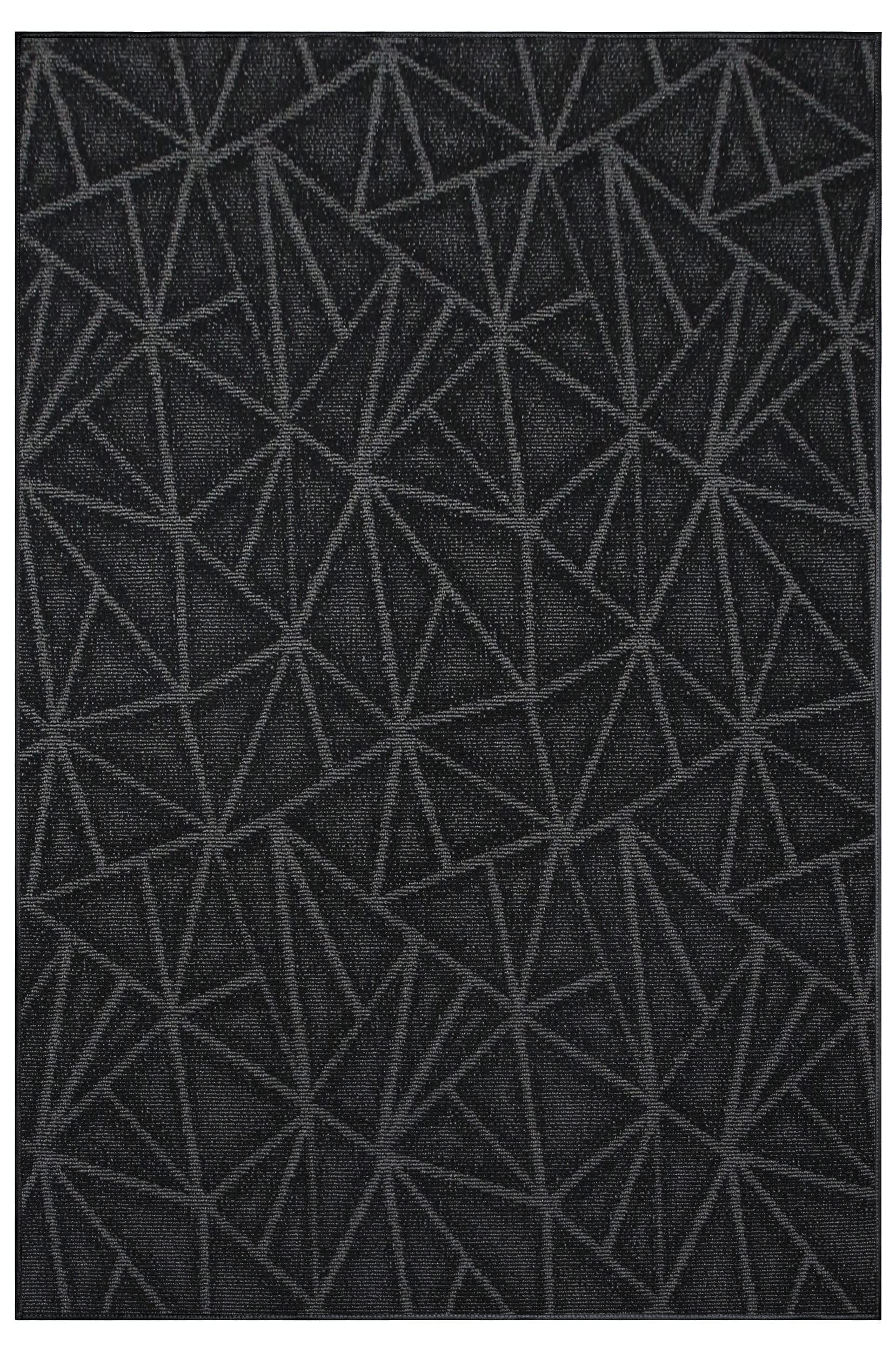 Modern Indoor Outdoor Black Area Rug 6x9 Feet - Commercial & Home Decor for Living Room, Kids Room, Wedding - USA Made Durable Floor Mat for High Traffic Areas