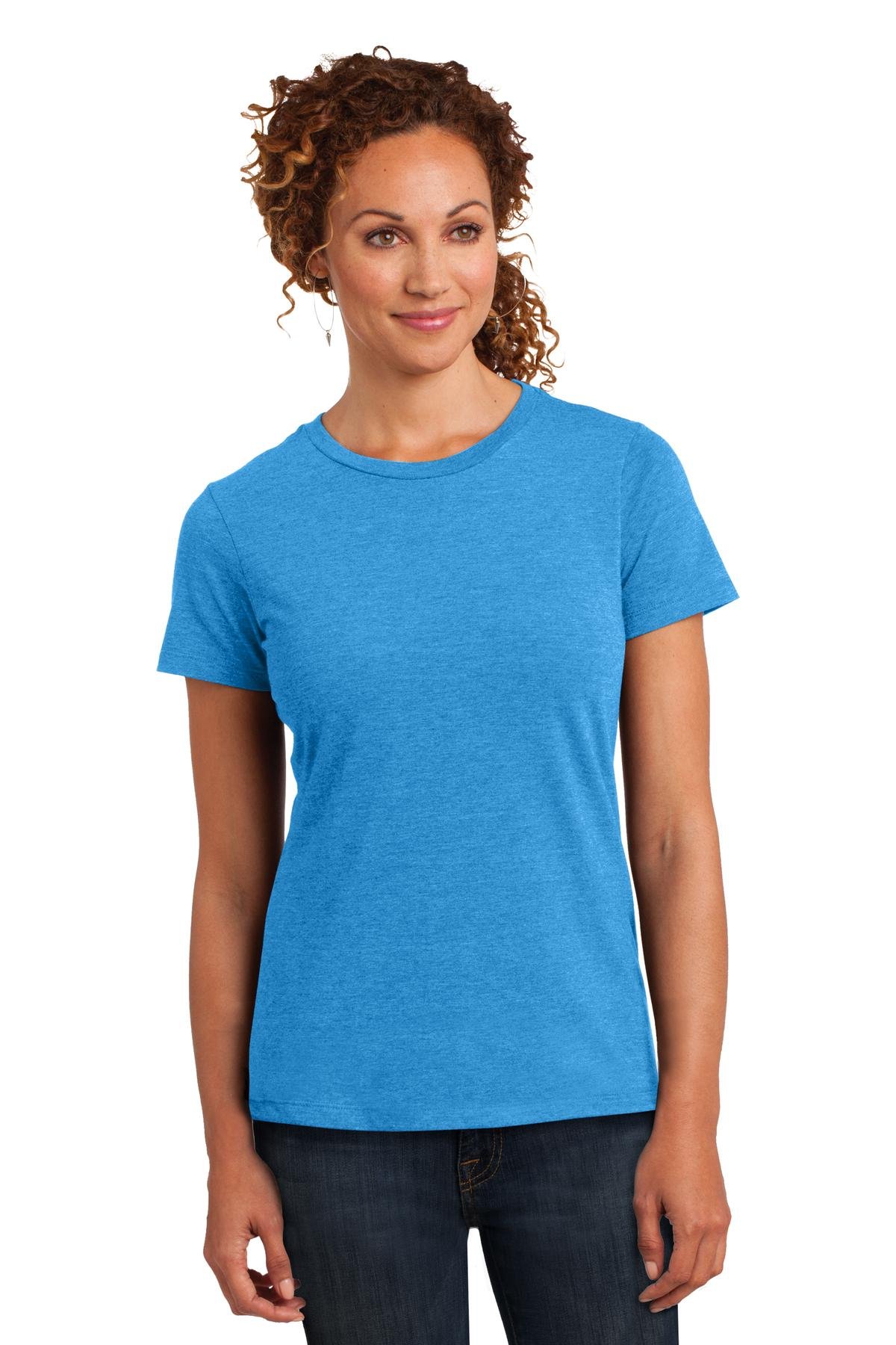 District Made Women's Perfect Blend Crew Neck T-Shirt - Large Size, Heathered Bright Turquoise - Comfortable Casual Wear for Everyday Outfits & Weekend Relaxation