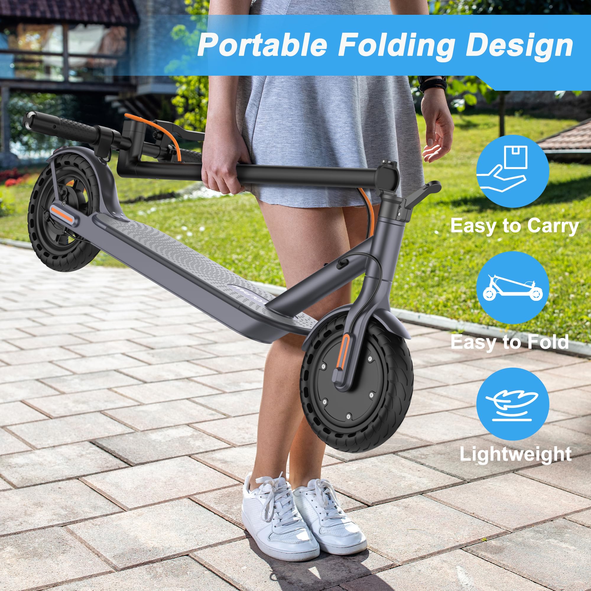 VOLPAM Electric Scooter for Adults - 350W-500W Powerful Motor, 21 Miles Long Range, 19-21 MPH Top Speed, 8.5