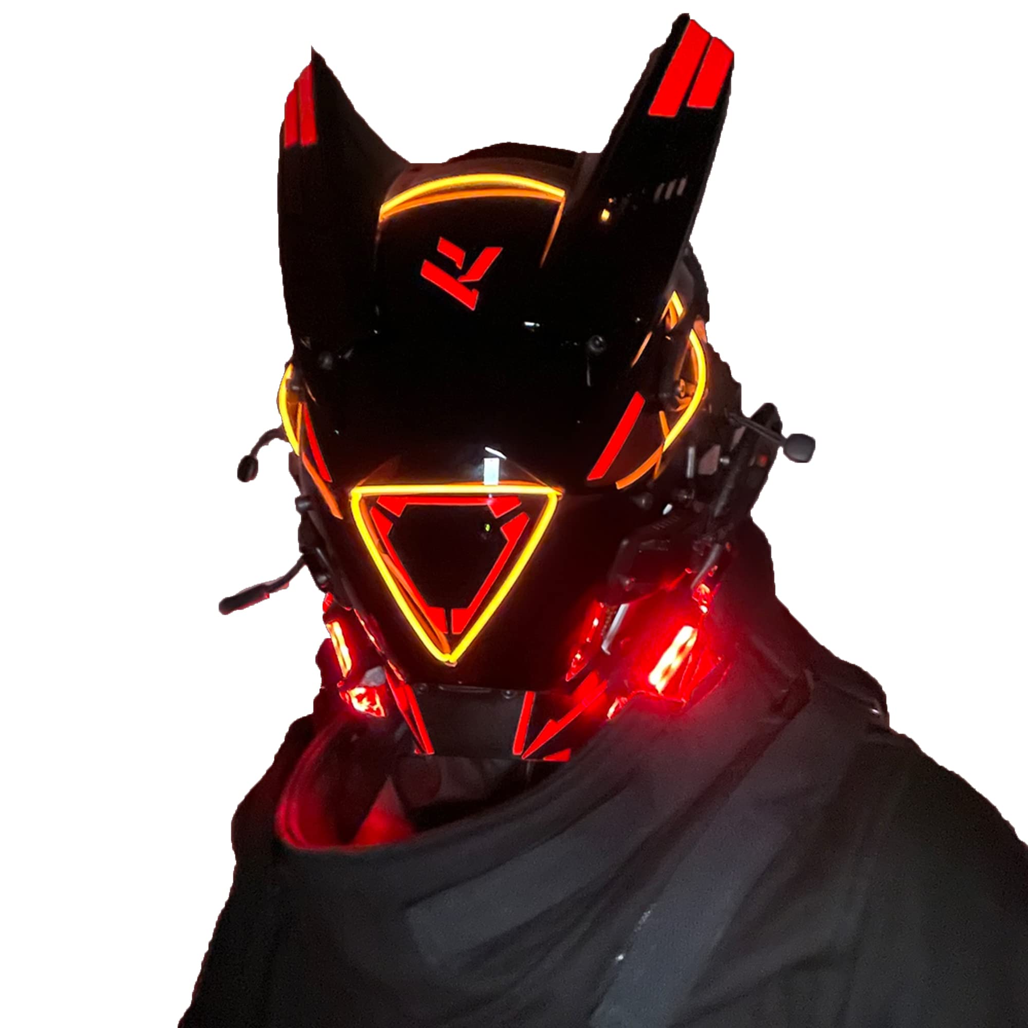 Cyberpunk LED Glow Mask - Handmade Cosplay Prop for Halloween, Rave & Themed Parties | Futuristic Costume Accessory for Night Events & Neon Parties